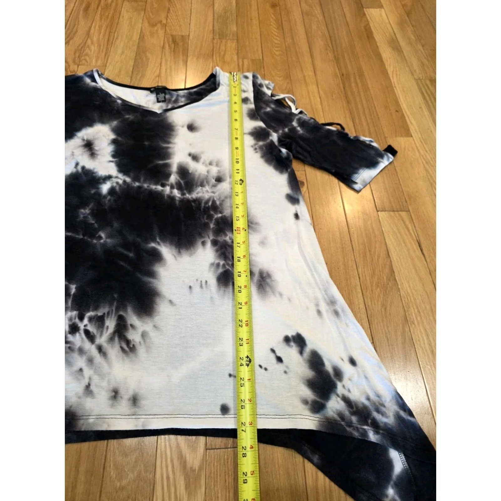 Vintage New Directions Tunic Top Womens L Pullover V-Neck 3/4 Sleeve Tie Dye Blue White Jersey Stretch Size L / US 10 / IT 46 - 2 Thumbnail