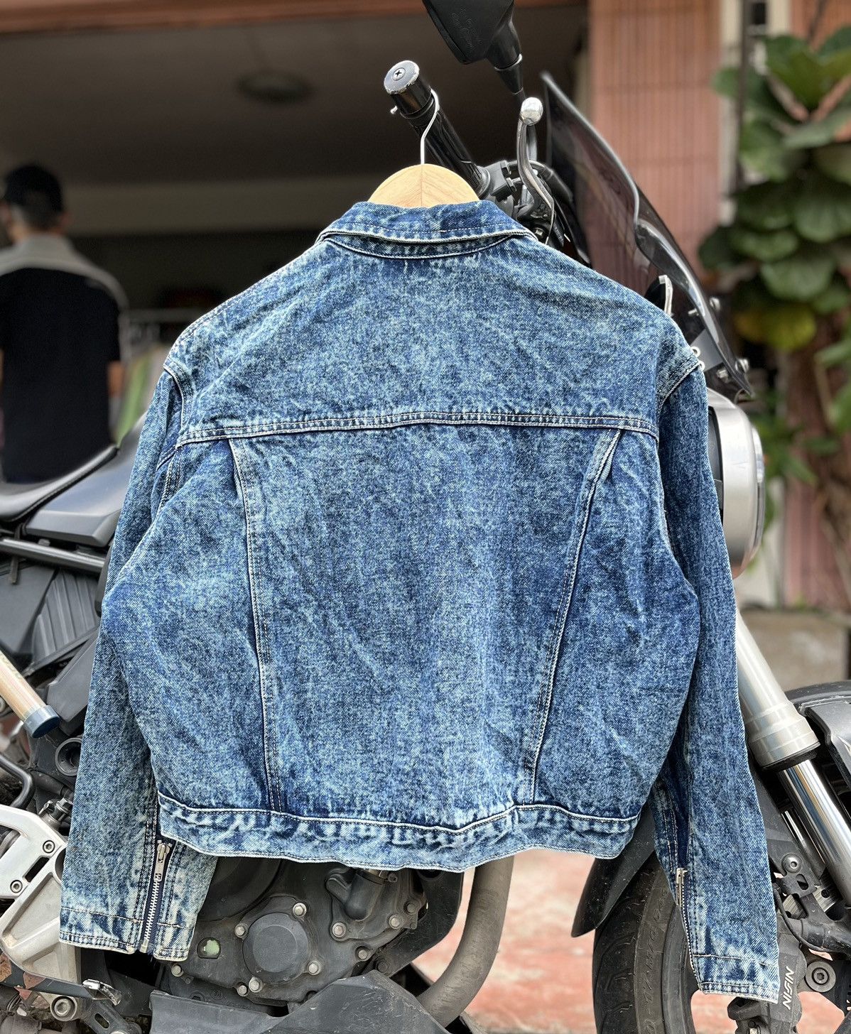 Other Vintage Biker Acid Wash Denim Jacket • Size US M / EU 48-50 / 2 - 2 Thumbnail