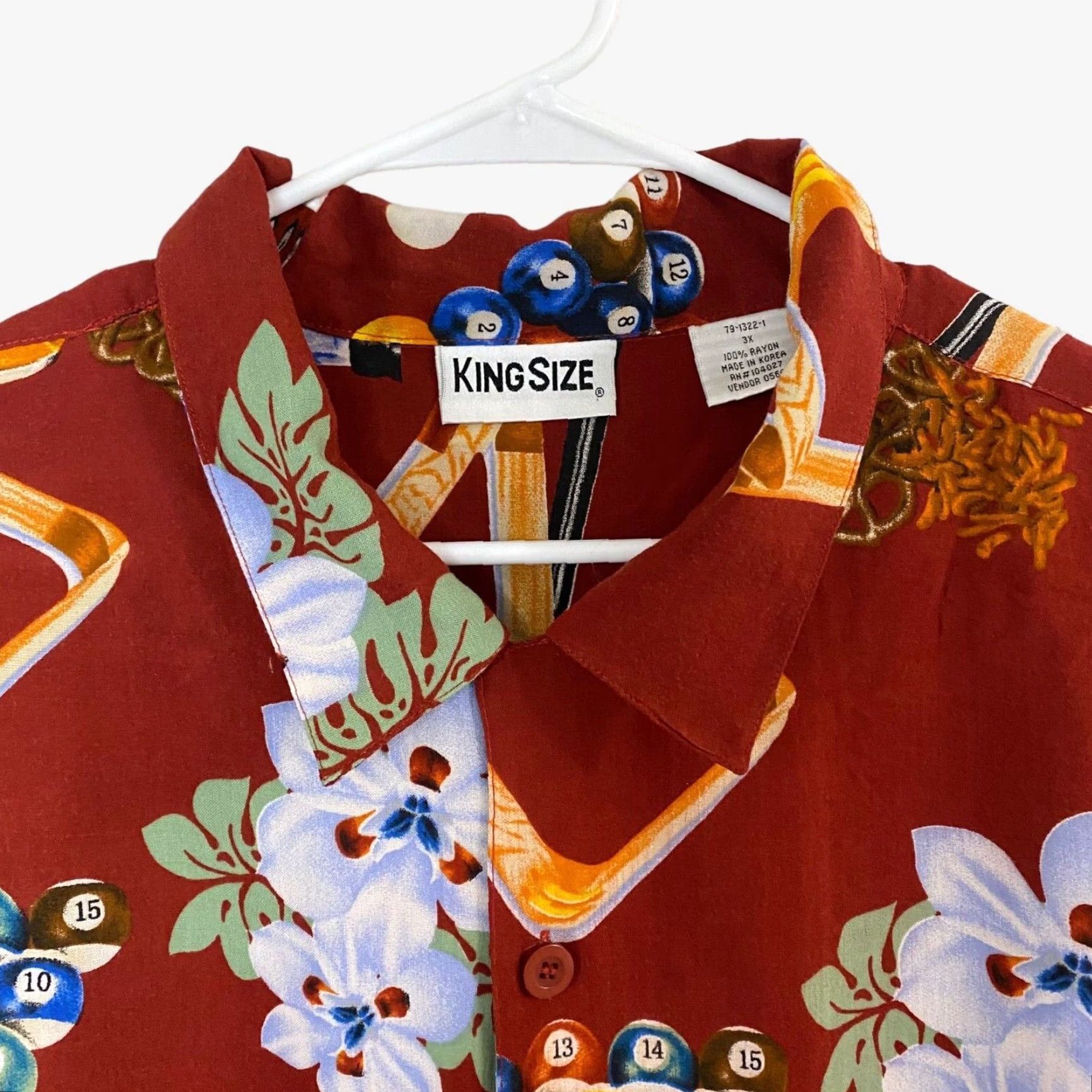 Vintage VINTAGE KINGSIZE Hawaiian Shirt 3X Red Mens Short Sleeve Button-Up Collared Billiards & Booze Theme Size US XXL / EU 58 / 5 - 5 Thumbnail