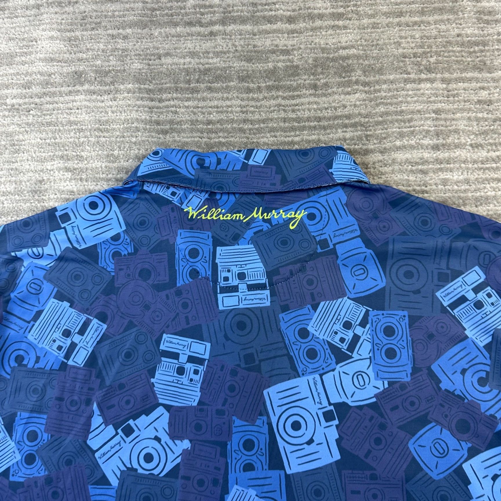 Vintage William Murray Polo Shirt Mens XL Blue All Over Print Golf Logo Performance Size US XL / EU 56 / 4 - 6 Thumbnail