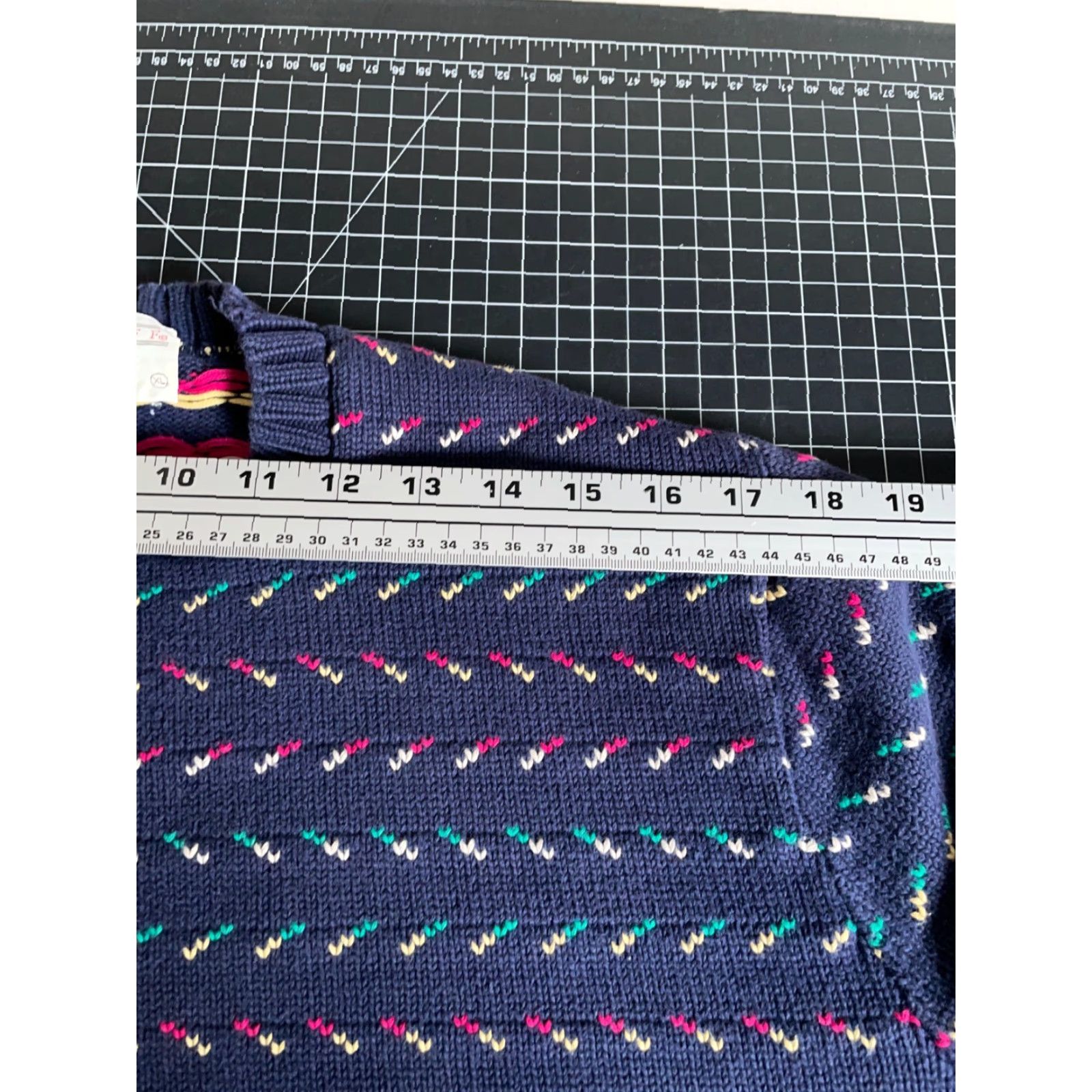 Vintage Vintage Yes Lord Jeff 80s Sweater Adult Large XL Tag Dark Blue Geometric Pattern Cotton Size US L / EU 52-54 / 3 - 7 Thumbnail