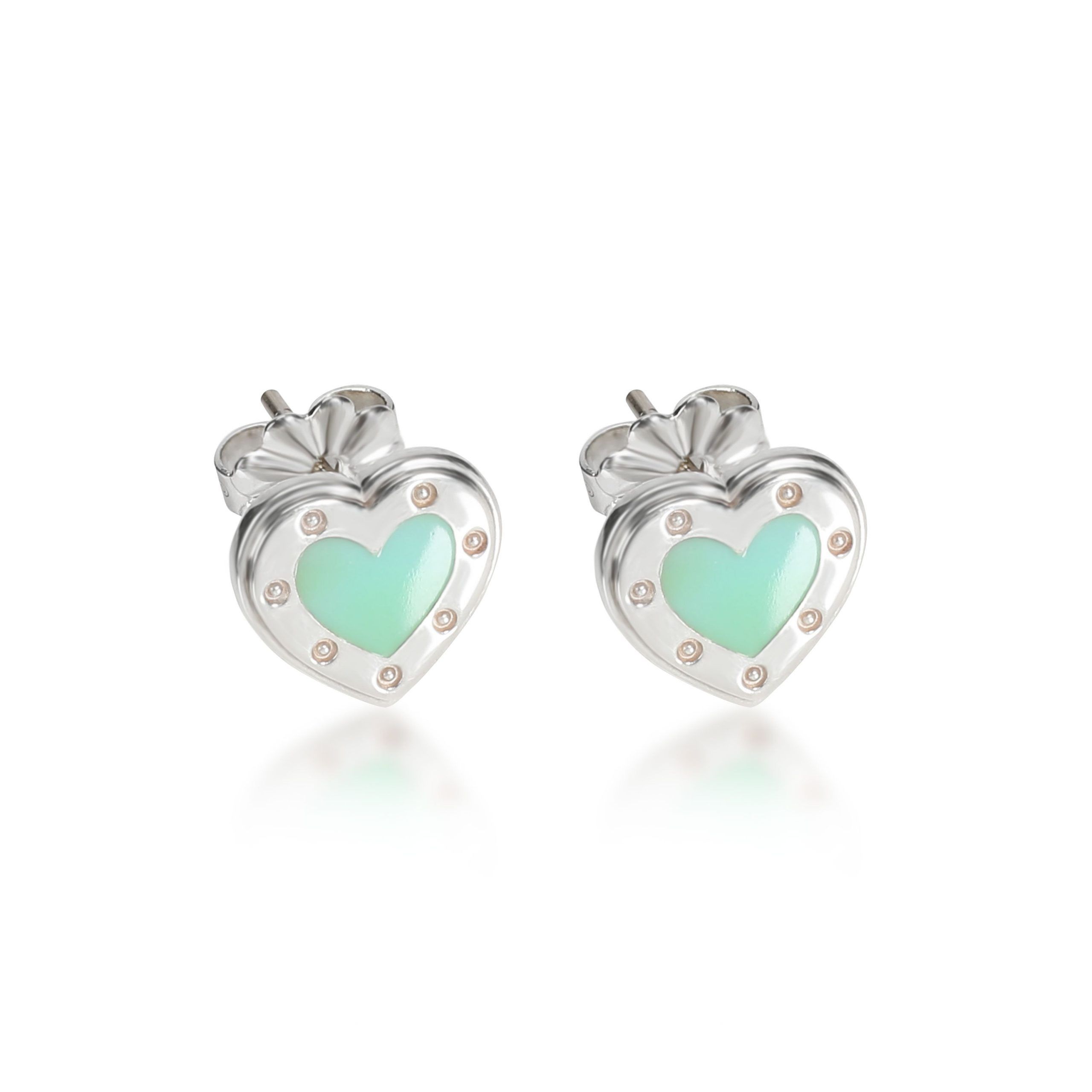 Tiffany & Co. hot Sterling Silver Heart Enamel Earrings