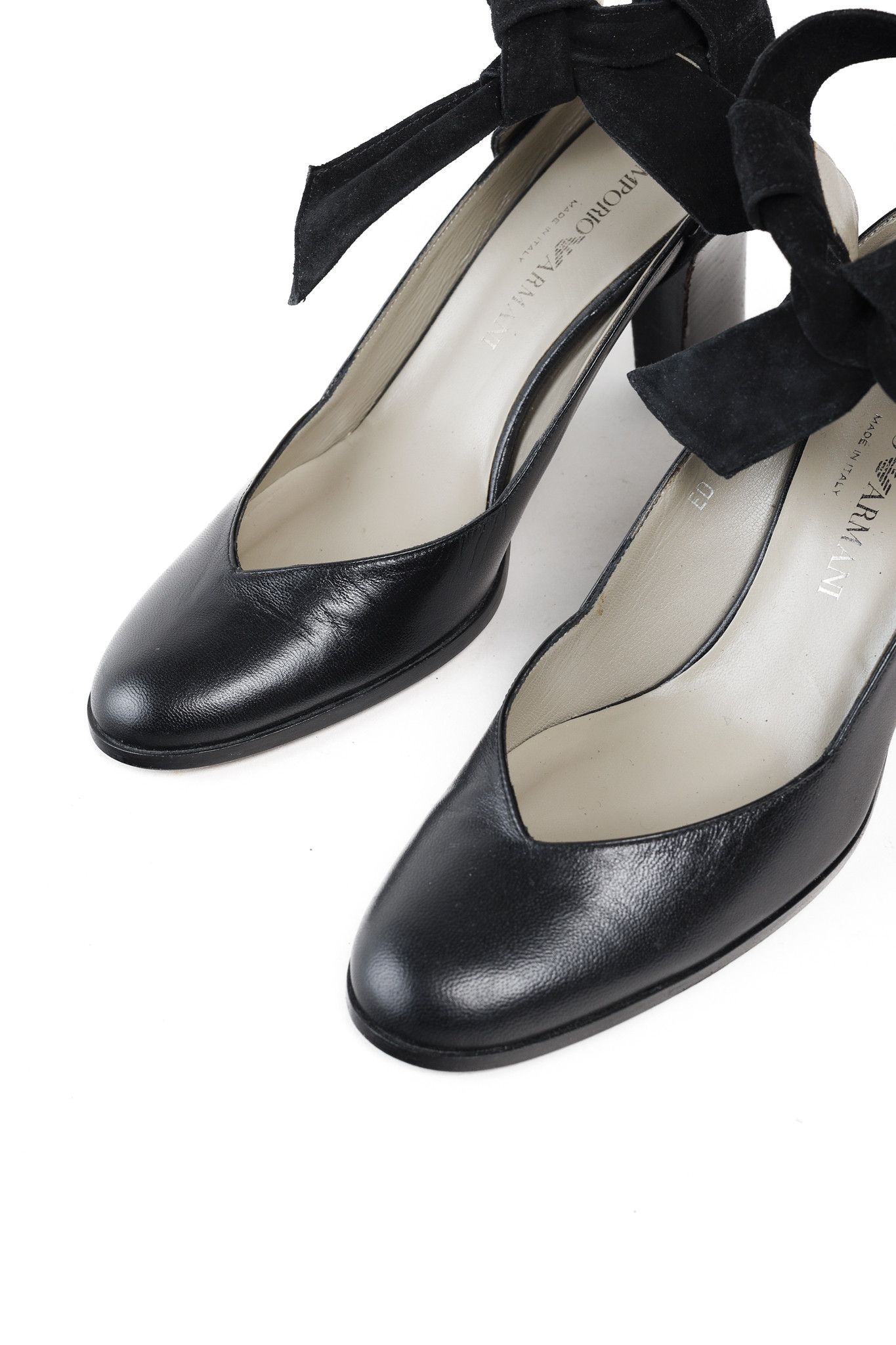 Emporio Armani Emporio Armani 90s Ankle Wrap Black Suede Pumps Size US 7 / IT 37 - 6 Thumbnail