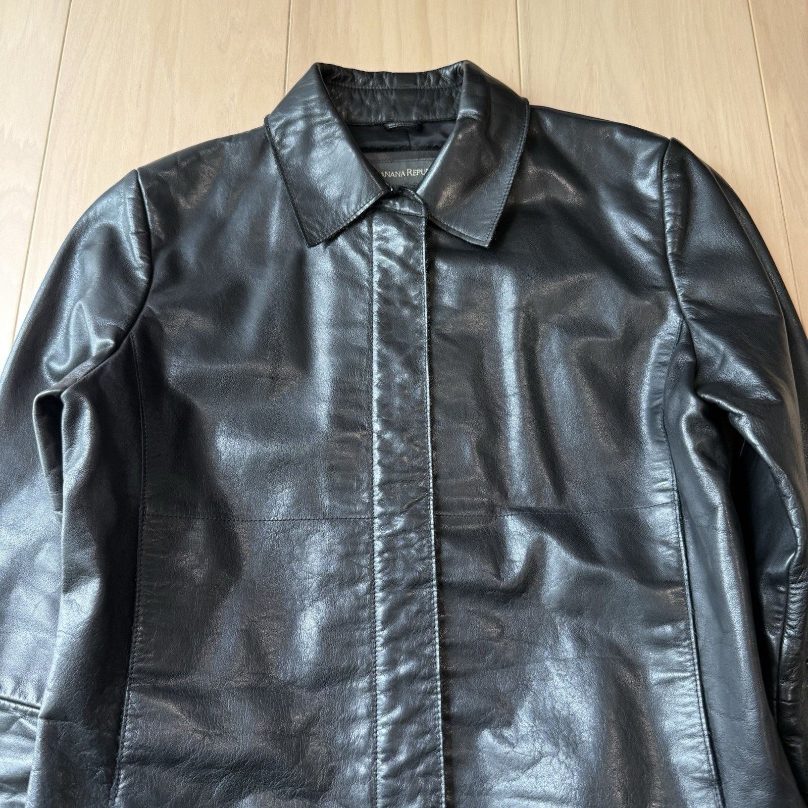 Banana Republic Banana Republic Leather Jacket Women's XS Black Full Zip Size XS / US 0-2 / IT 36-38 - 3 Thumbnail