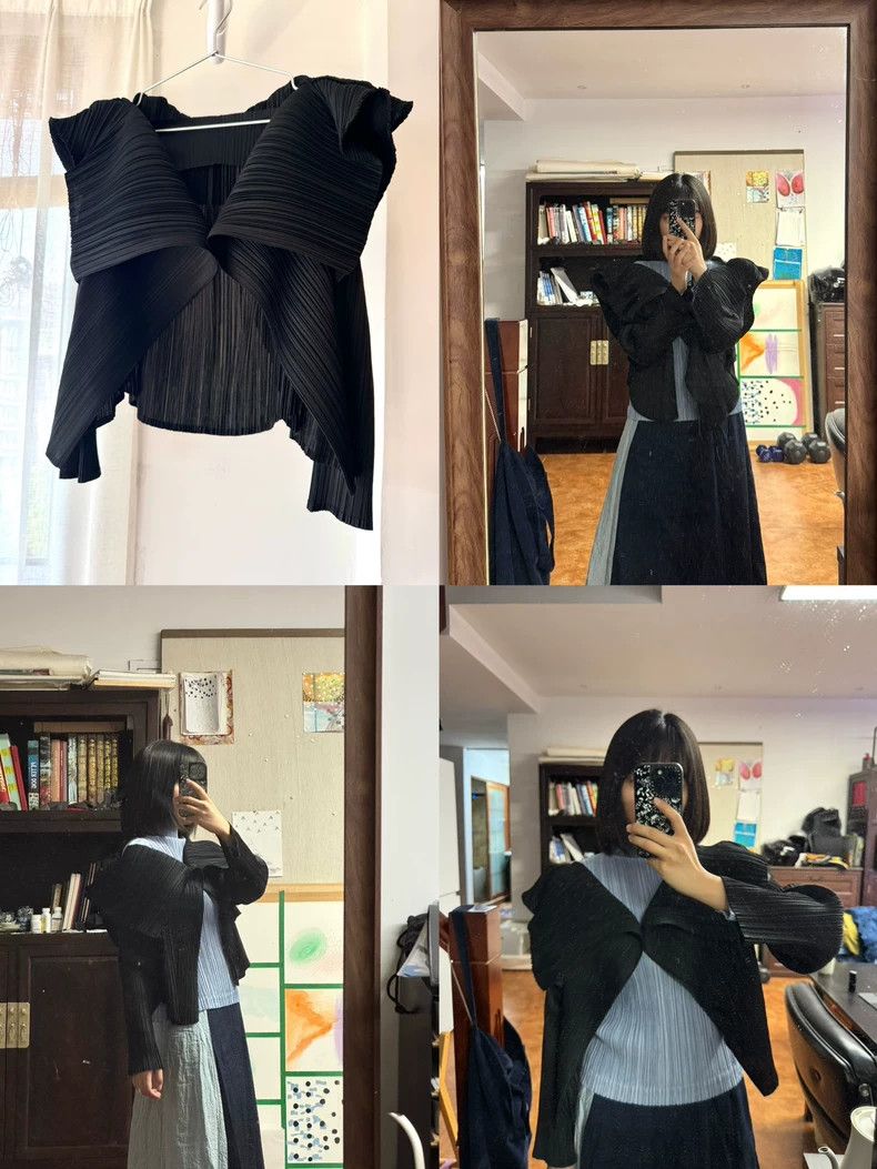 Issey Miyake issey miyake size:3 Kelp, butterfly collar, one-button top Size XXS / US 00 / IT 34 - 2 Thumbnail