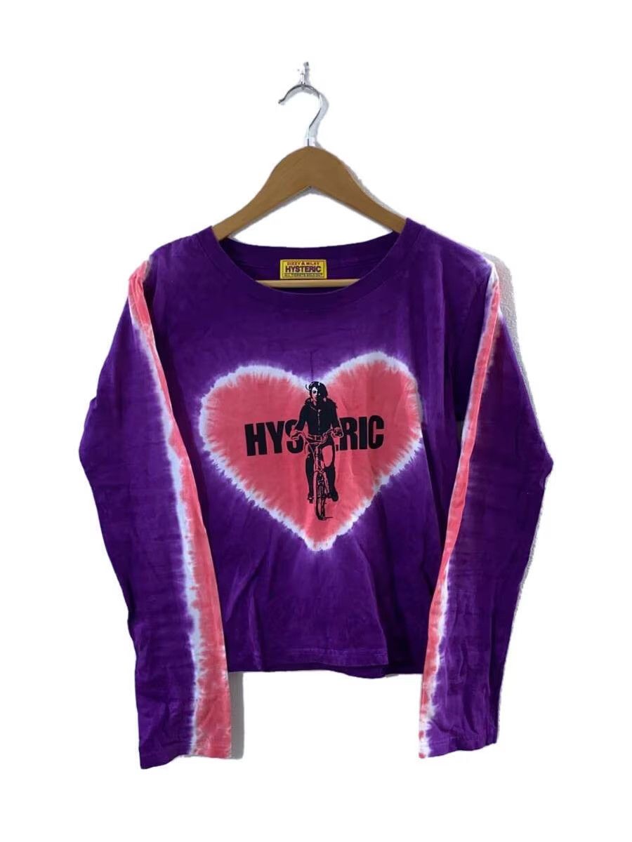 image of Hysteric Glamour Aw23 Tie Dye Heart Bicycle Long Sleeve Tee in Purple, Women's (Size Small)