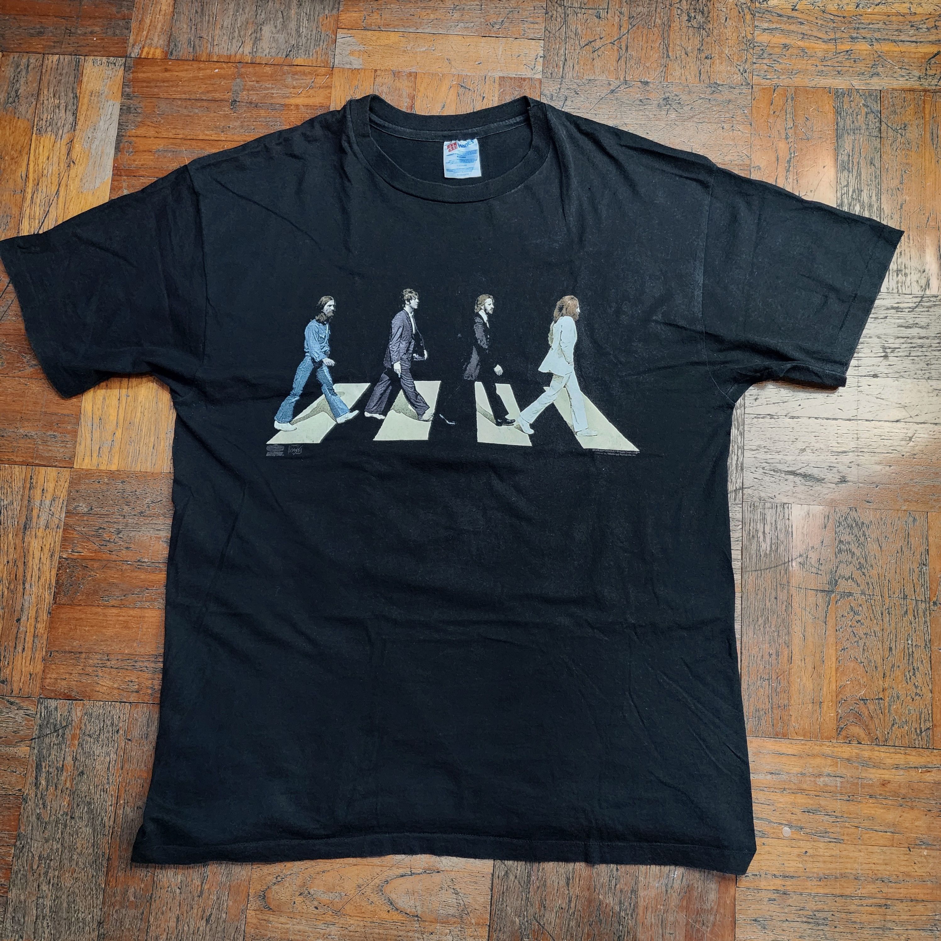 image of Band Tees Vintage The Beatles Abbey Road Shirt 90's Backstage Pass Tee in Black, Men's (Size XL)