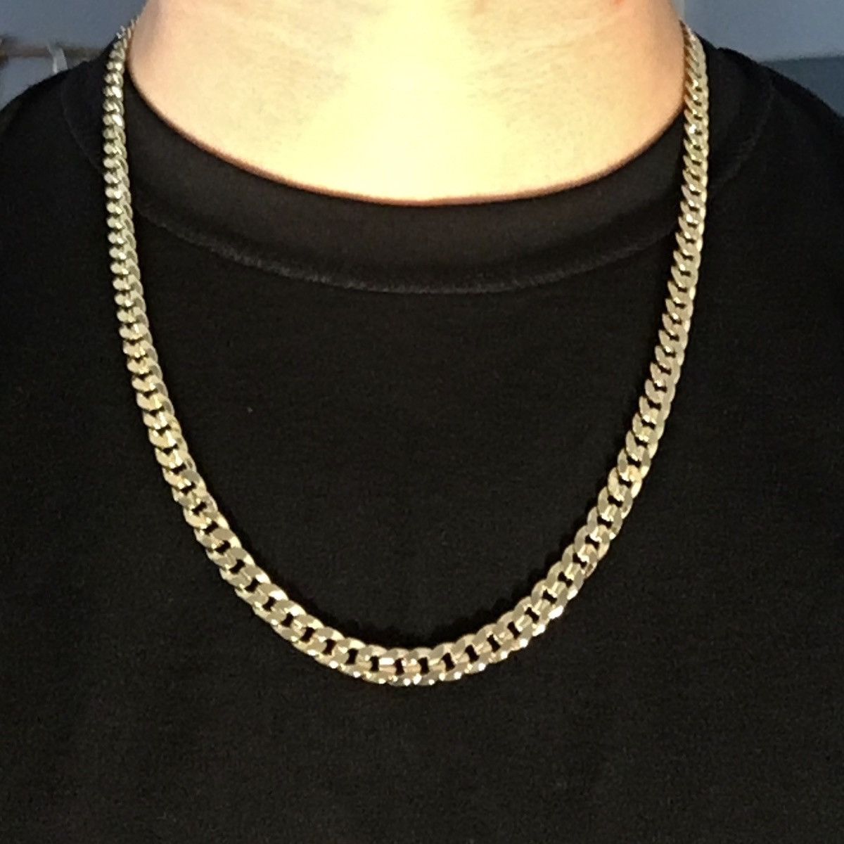 Jewelry Gold Chain Cuban Link Necklace 24in 7mm Size ONE SIZE - 1 Thumbnail