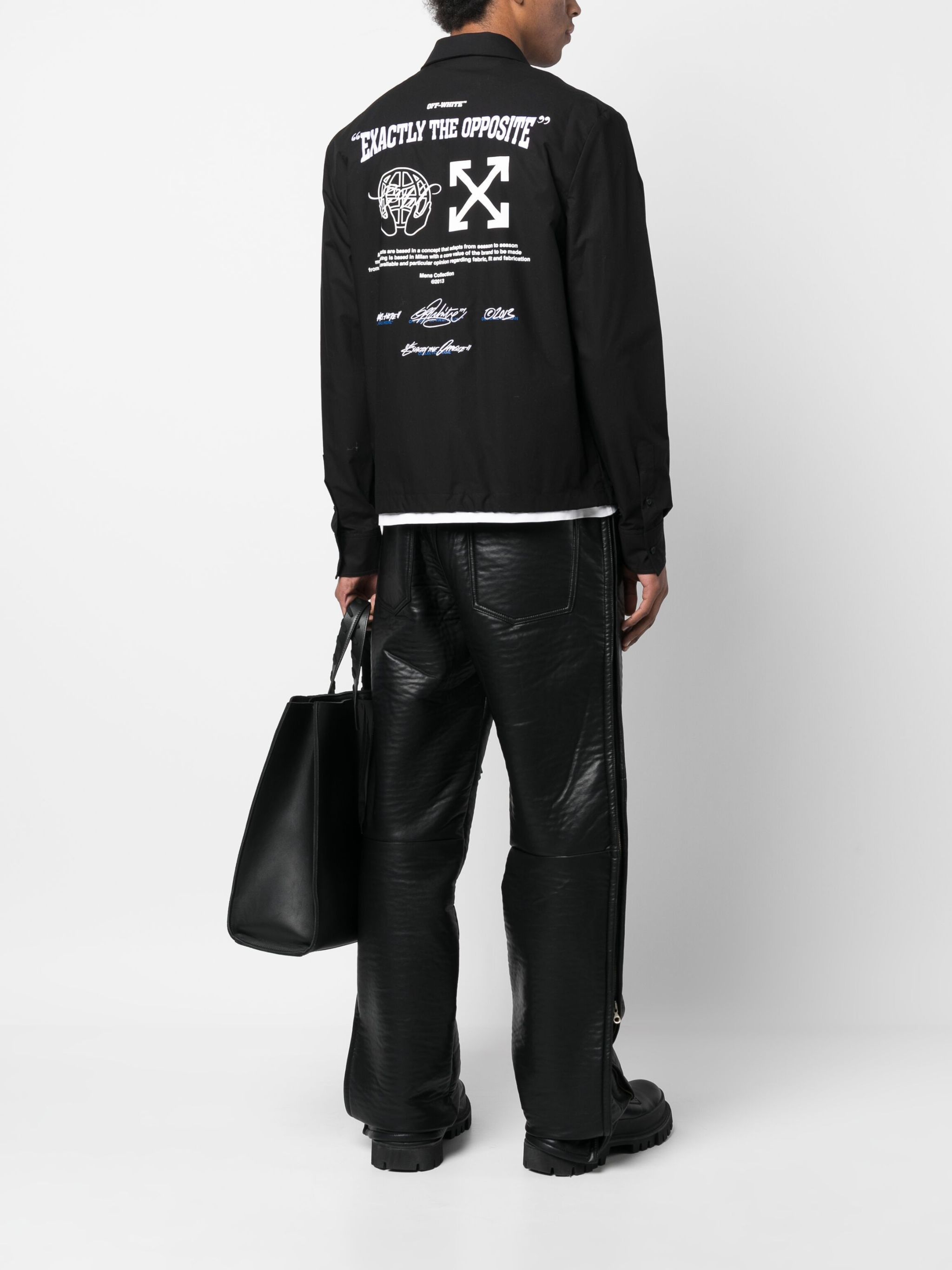 Off-White o1gr1nt1124 Exact Opp Zip Hybrid Shirt in Black Size US S / EU 44-46 / 1 - 2 Thumbnail