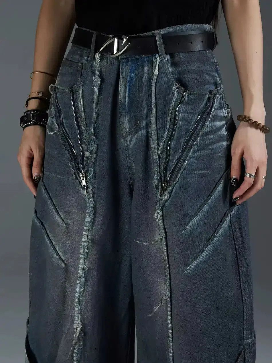 Japanese Brand Distressed Washed Deconstructed Patchwork Jeans y2k Pants Size US 32 / EU 48 - 6 Thumbnail