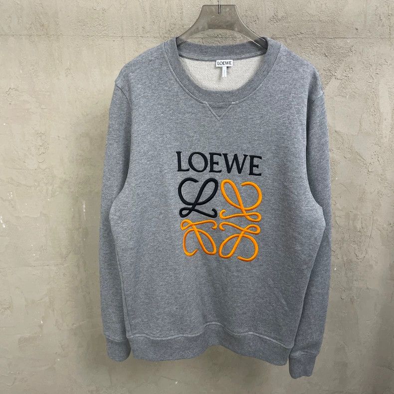 Loewe LOEWE Gray embroidered large Logo round neck sweater Size S / US 4 / IT 40 - 1 Thumbnail