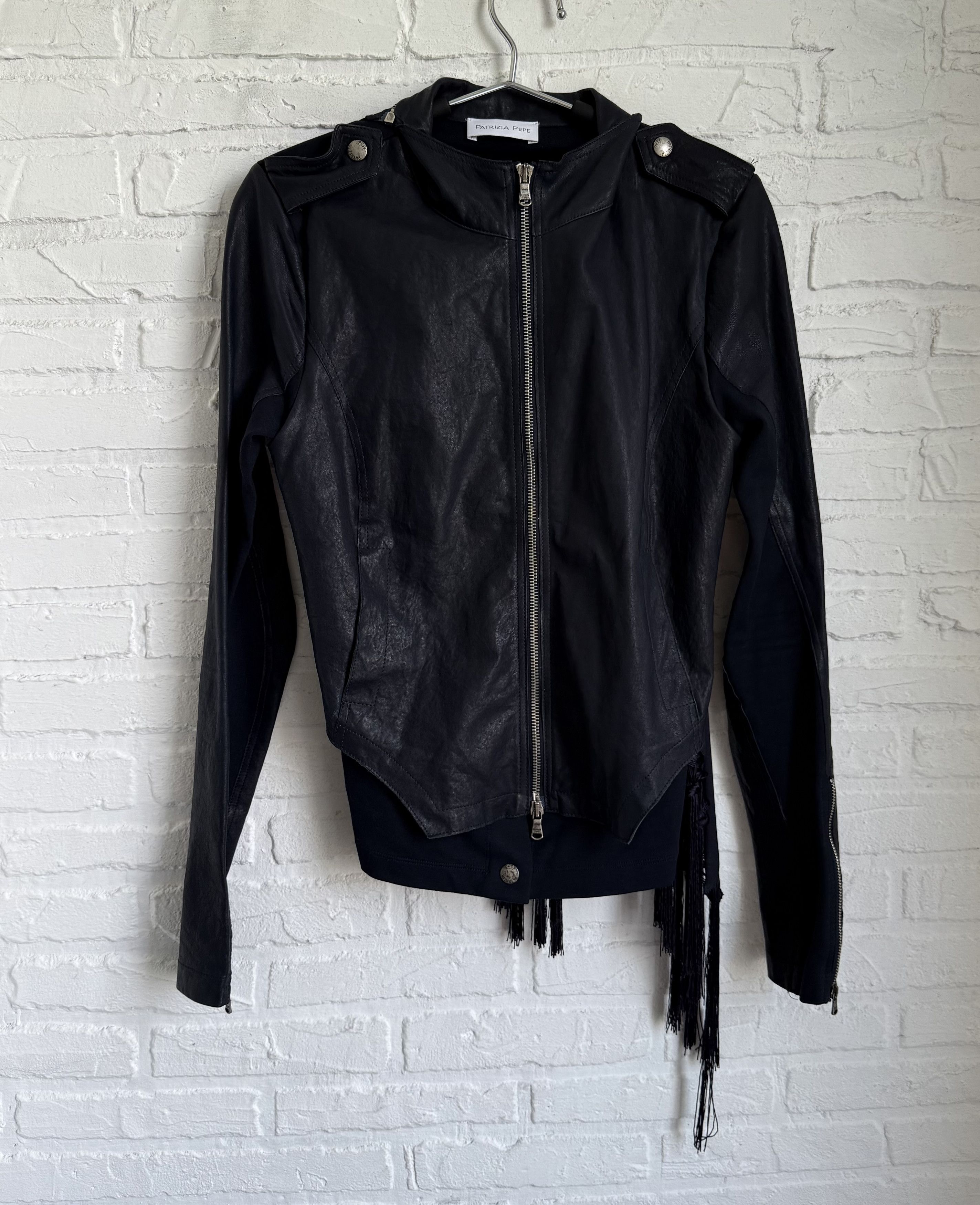 Patrizia Pepe Patrizia Pepe Leather Fringe Jacket Draped Asymmetric Size M / US 6-8 / IT 42-44 - 1 Thumbnail