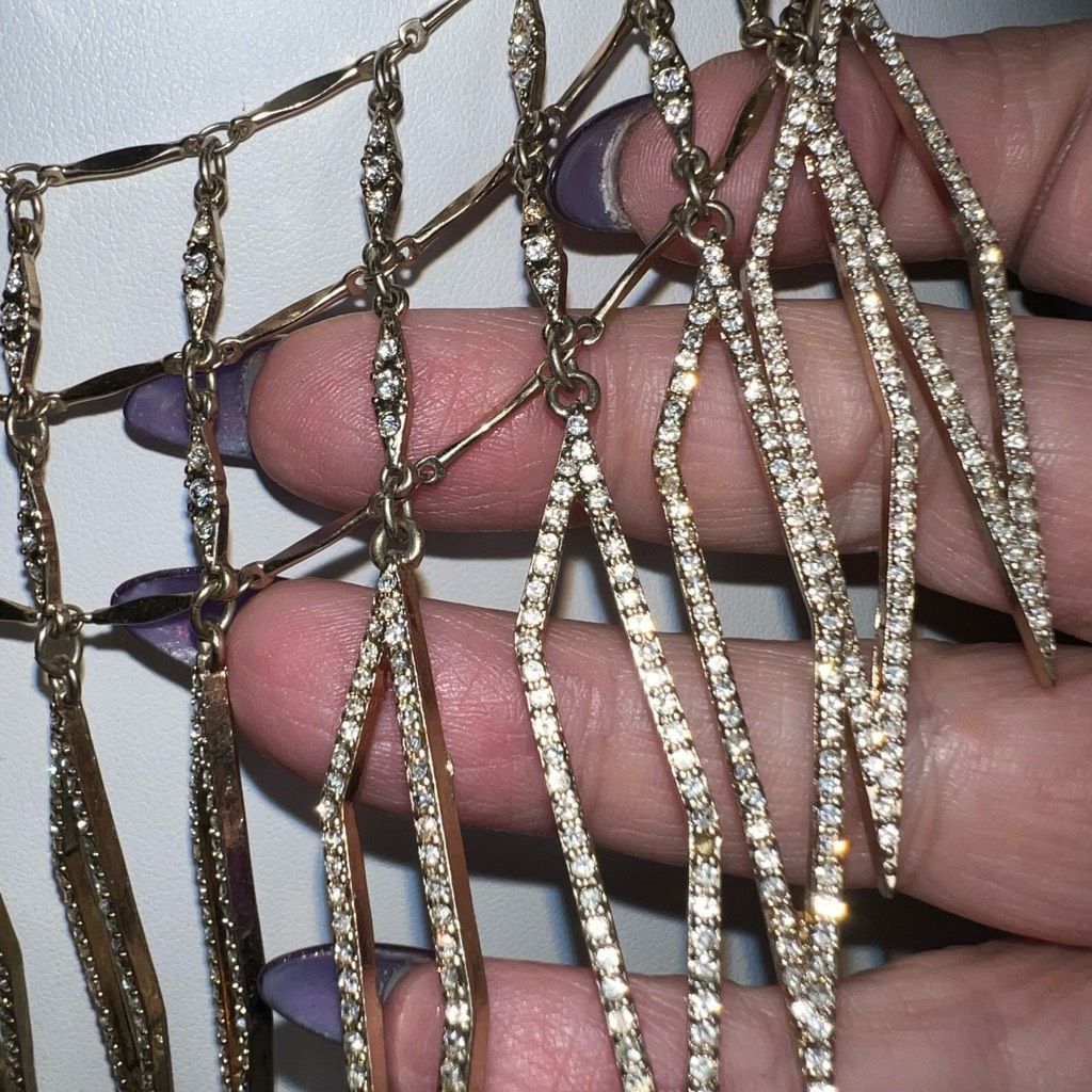Vintage Sequin Jewelry Vintage Gold and Crystal Collar Statement Nec Size ONE SIZE - 4 Thumbnail
