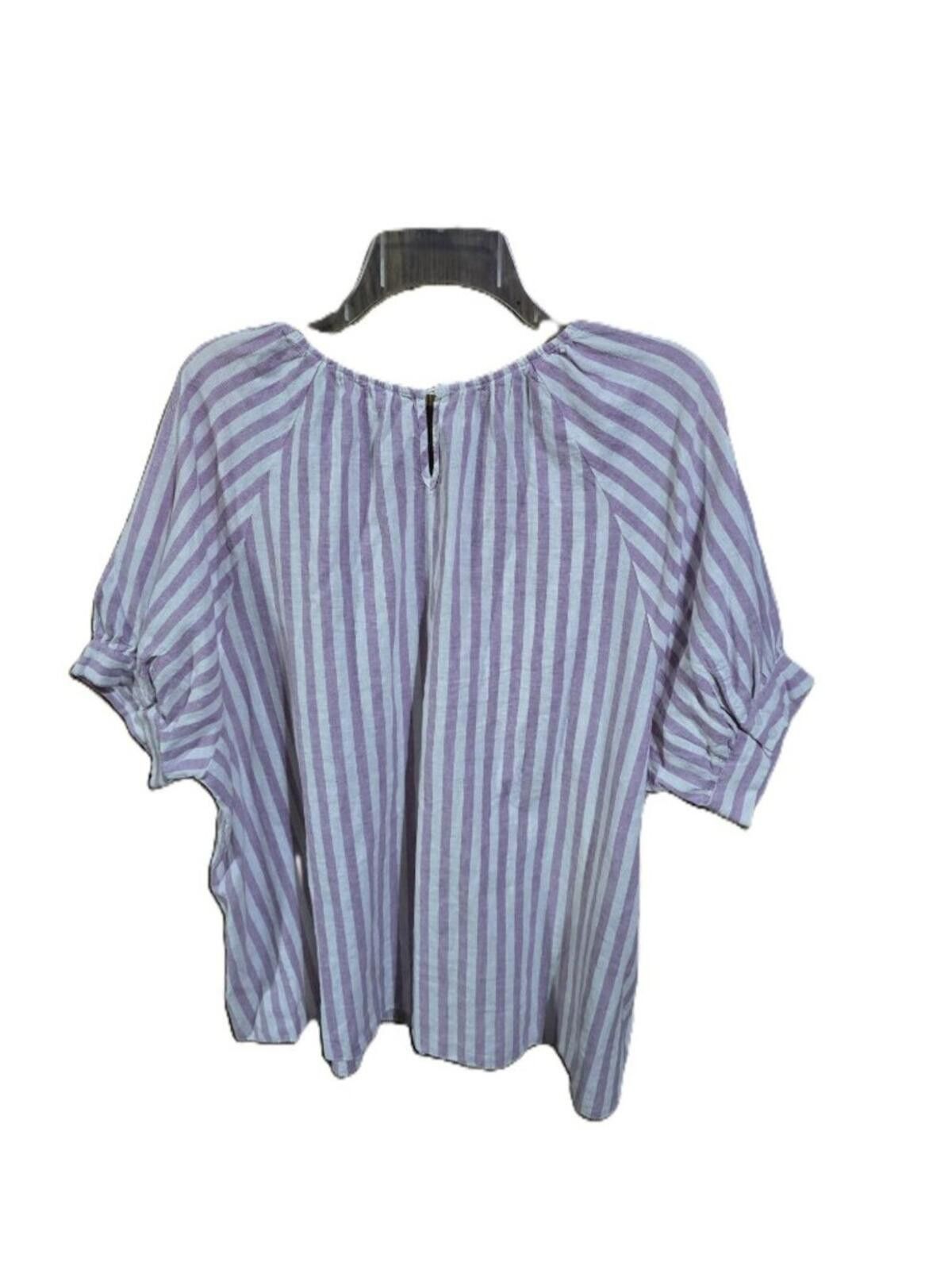 Other DownEast Purple & White Striped Blouse Ruffles Size XL Size XL / US 12-14 / IT 48-50 - 2 Thumbnail