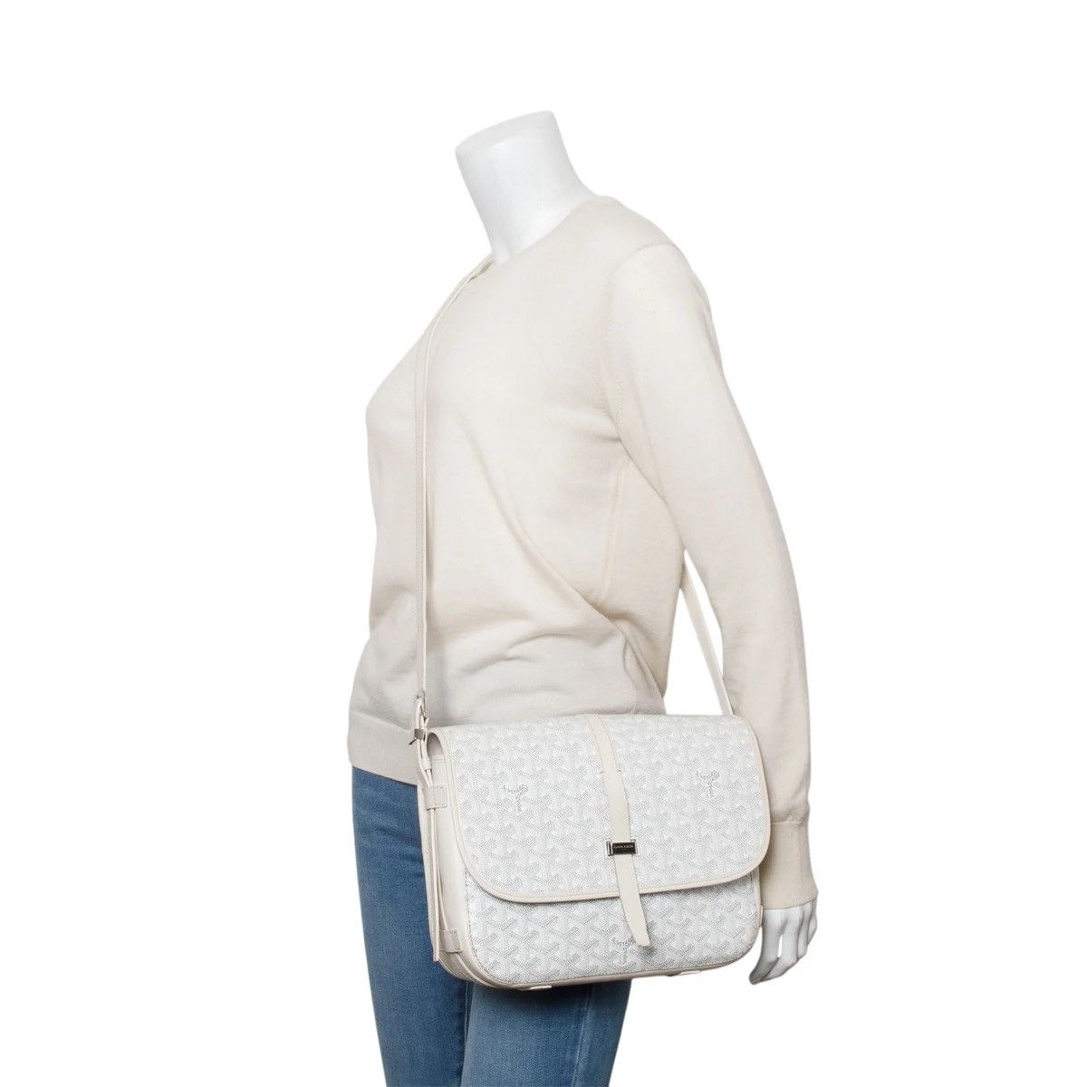 Goyard GOYARD 2021 White Leather & Monogram Canvas Belvedere II Size ONE SIZE - 2 Thumbnail