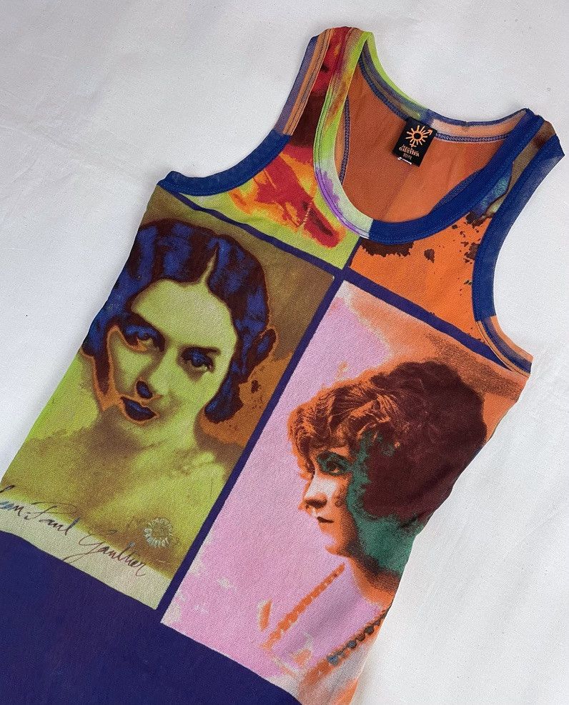Jean Paul Gaultier SS2002 Jean Paul Gaultier Face Portrait Mesh Dress Vintage Size ONE SIZE - 6 Thumbnail