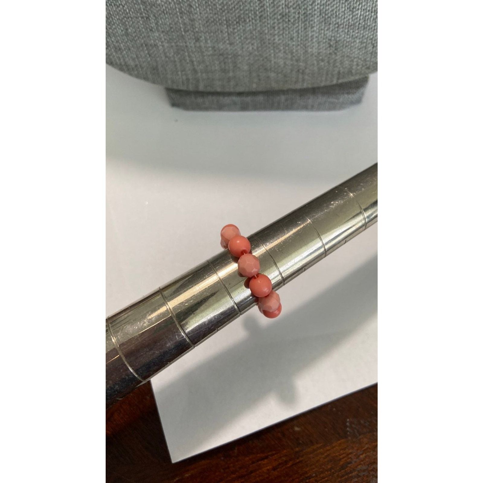 Handmade Handmade coral pink bead ring size 8.5 Size ONE SIZE - 2 Thumbnail