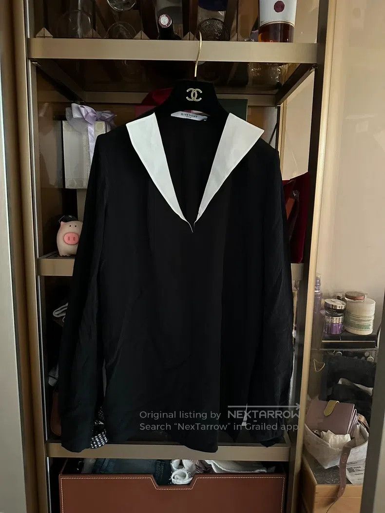 Givenchy Givenchy Black Silk Collar Shirt Top Size XXS / US 00 / IT 34 - 1 Thumbnail