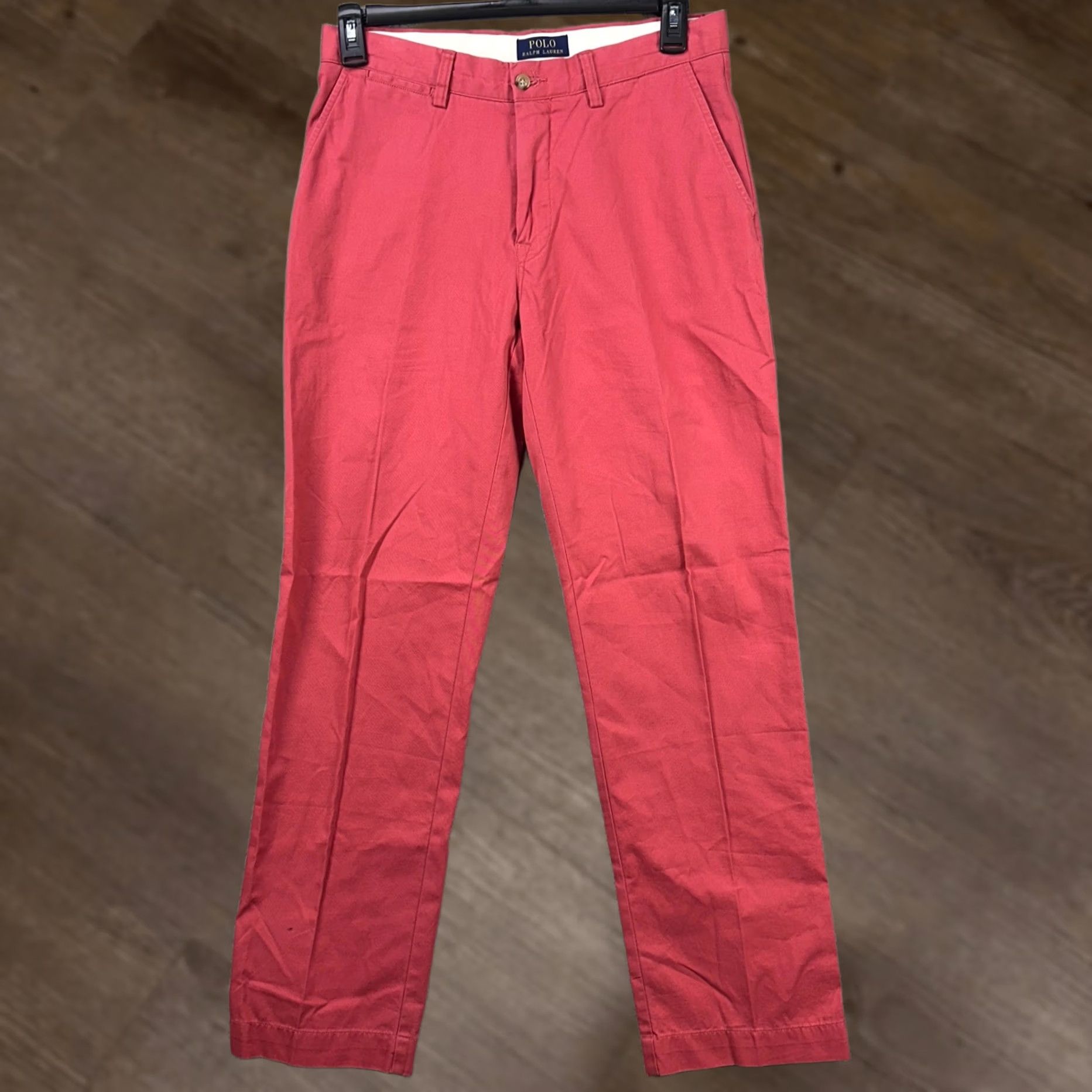 Polo Ralph Lauren Polo Ralph Lauren Pants Khaki Men 32X32 Pink Flat Front Straight Leg Pony Cotton Knit Casual Size US XS / EU 42 / 0 - 1 Thumbnail