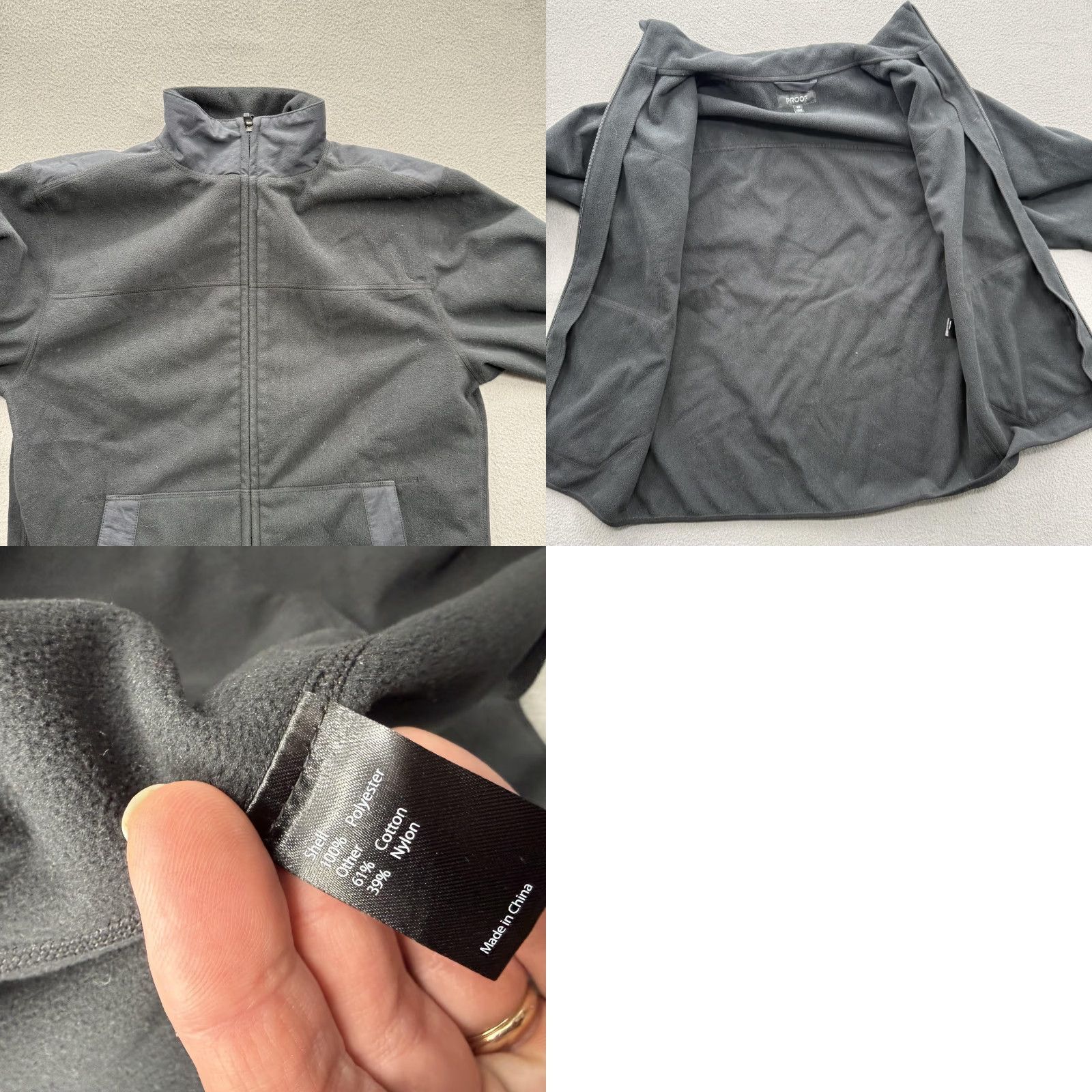 Vintage PROOF Jacket Mens XS Black Fleece Full Zip Stand Collar Pockets Casual Wear Size US XS / EU 42 / 0 - 8 Thumbnail