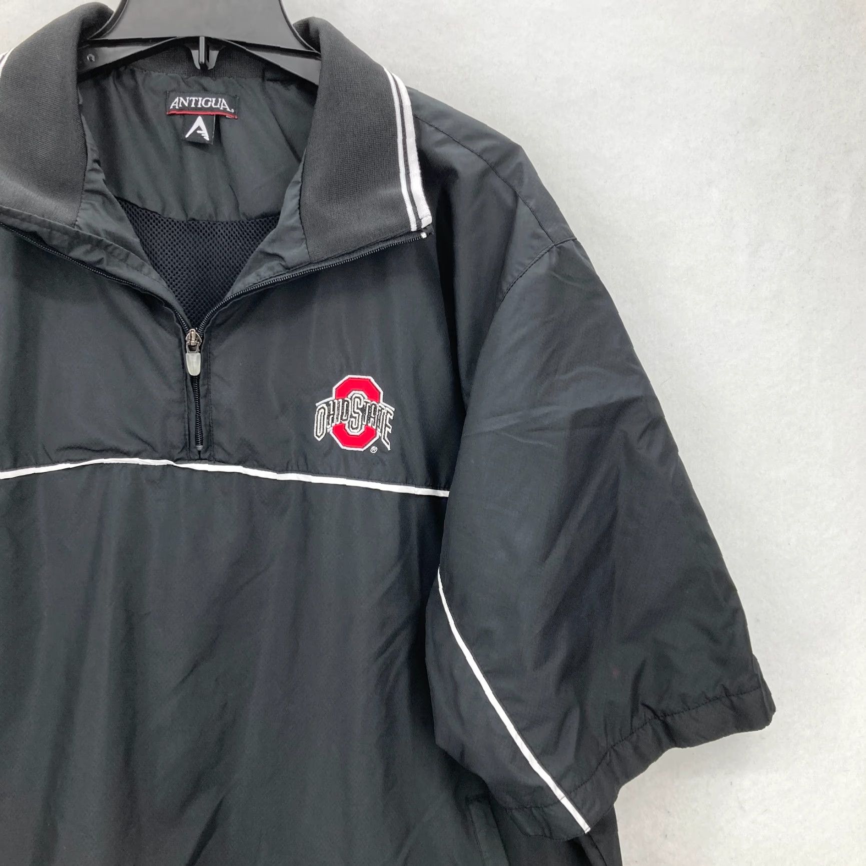 Vintage Antigua Ohio State University Windbreaker Short Sleeve Pullover Jacket Mens L Black Embroidered Logo Zipper Pattern: Solid Football University Theme Size US L / EU 52-54 / 3 - 2 Thumbnail