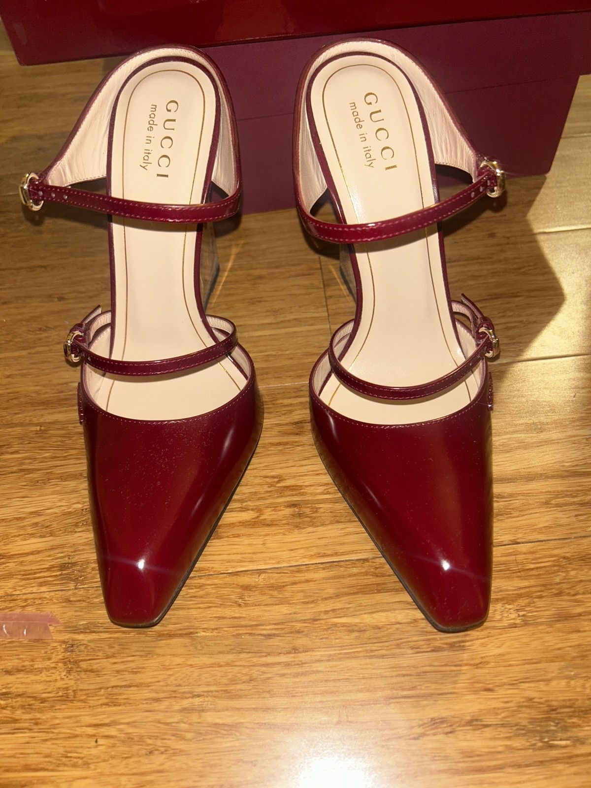 Gucci Gucci Closed Toe Slippers Wedge Mules Regent Rosso Ancora Size US 7 / IT 37 - 7 Thumbnail