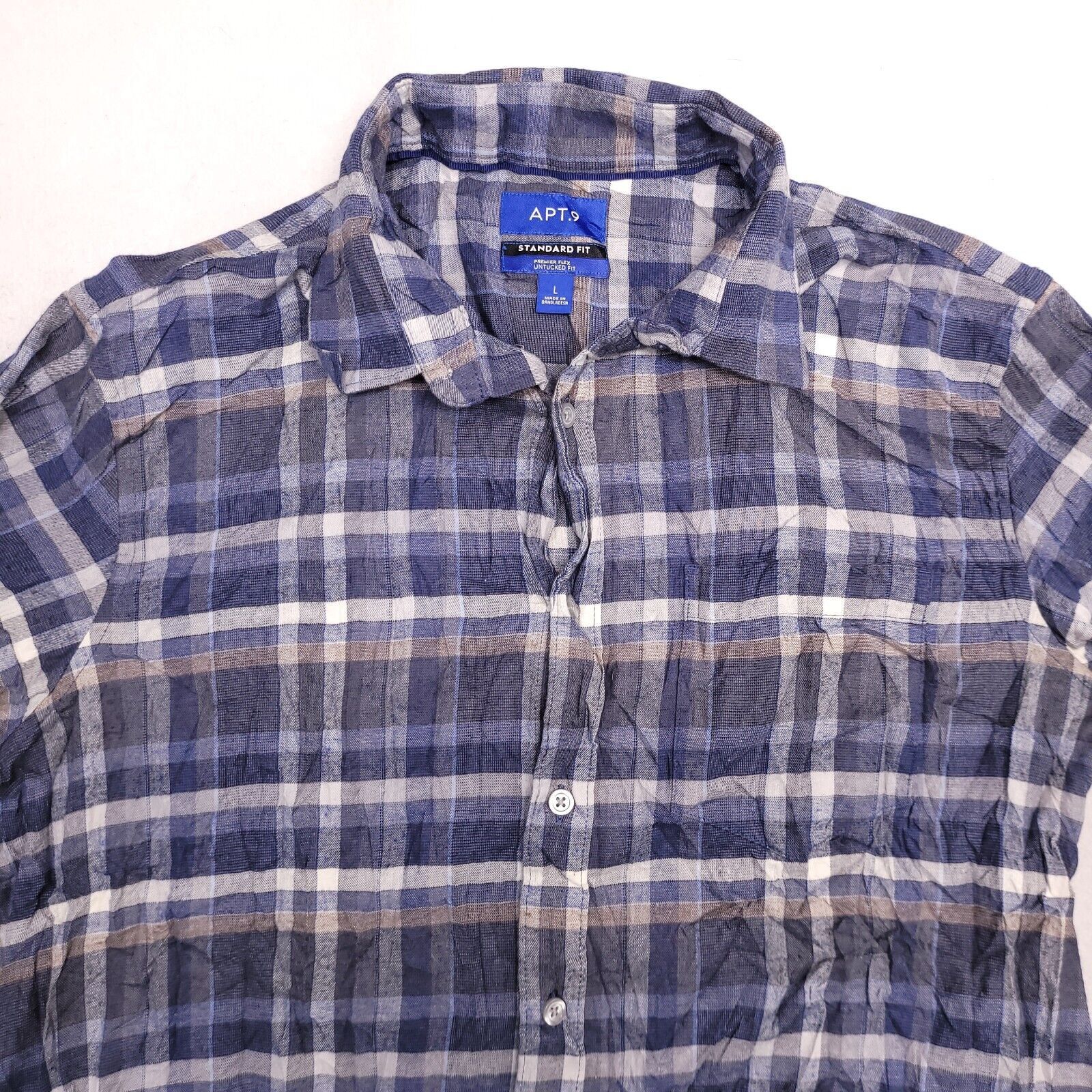 Apt. 9 APT 9 Tartan Flannel Shirt Mens Size Large L Blue White Size US L / EU 52-54 / 3 - 1 Thumbnail