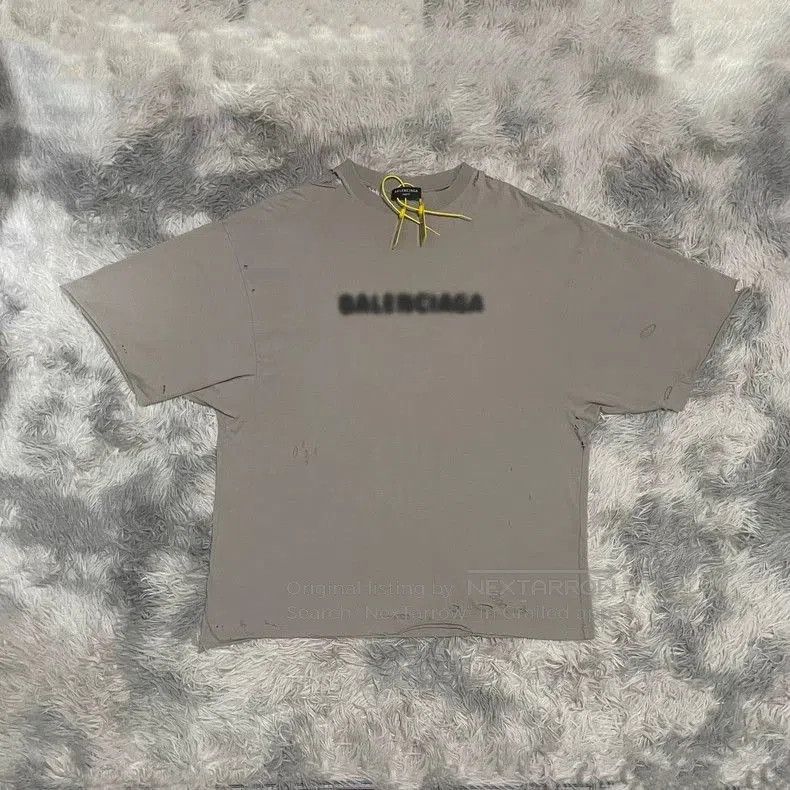 Balenciaga Fuzzy Logo Distressed T.
