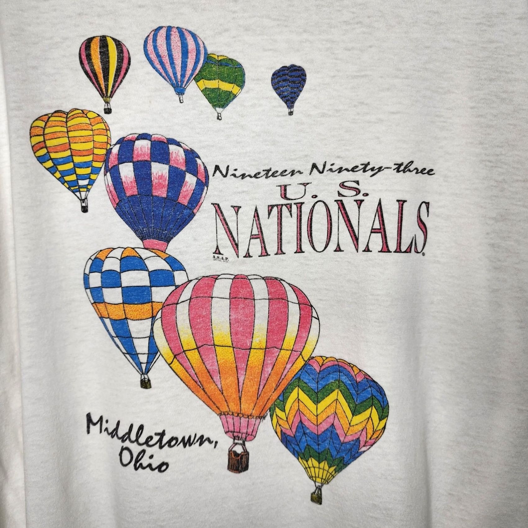 Vintage VINTAGE 1993 U.S. Nationals Hot Air Balloon Shirt Mens Large White 90s Tee Size US L / EU 52-54 / 3 - 4 Thumbnail