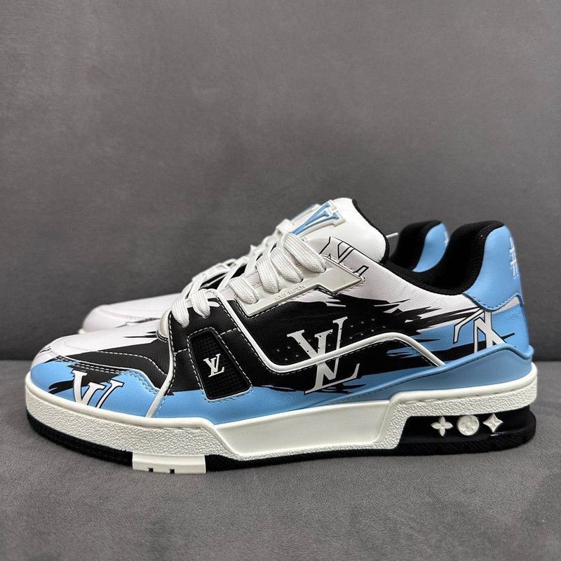 Louis Vuitton Louis Vuitton Low-Top Trainers in Black and Blue -2508 Size US 7 / EU 40 - 1 Thumbnail