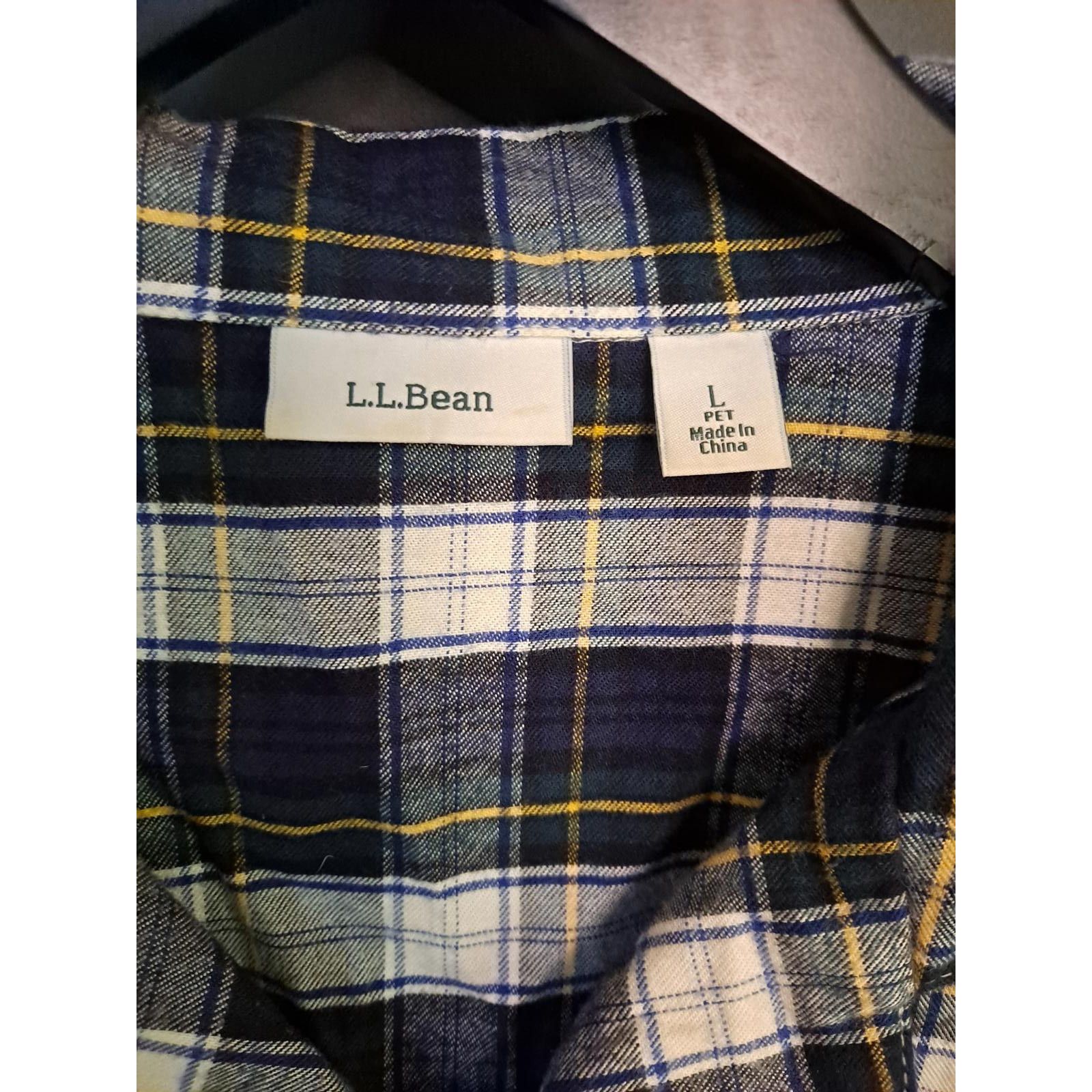 L.L. Bean L.L.Bean Flannel PJ Top V Neck Blue, Yellow and White Size L Size US L / EU 52-54 / 3 - 2 Thumbnail