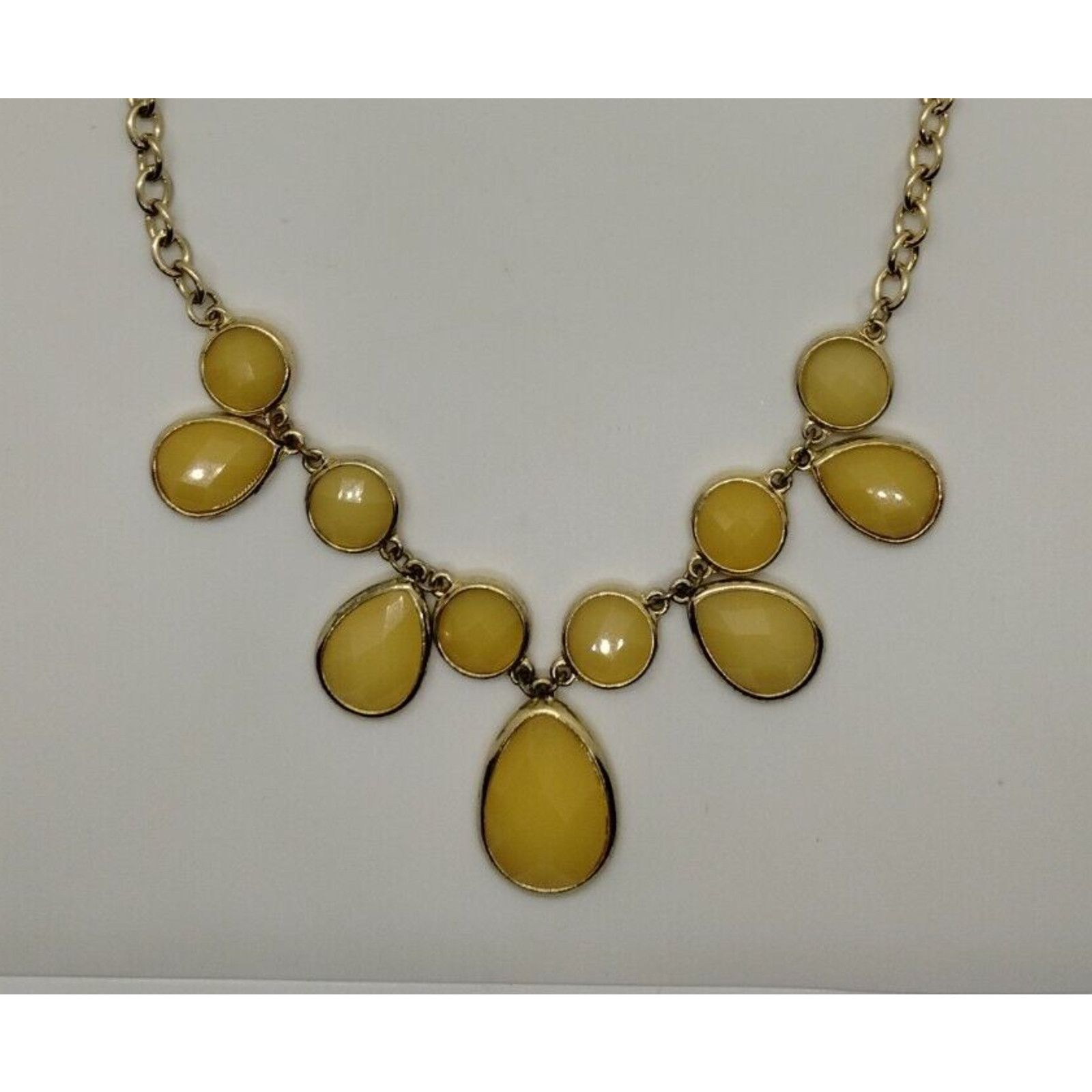 Vintage Gold and Yellow Bib Statement Necklace Teardrop - 11" Size ONE SIZE - 2 Thumbnail