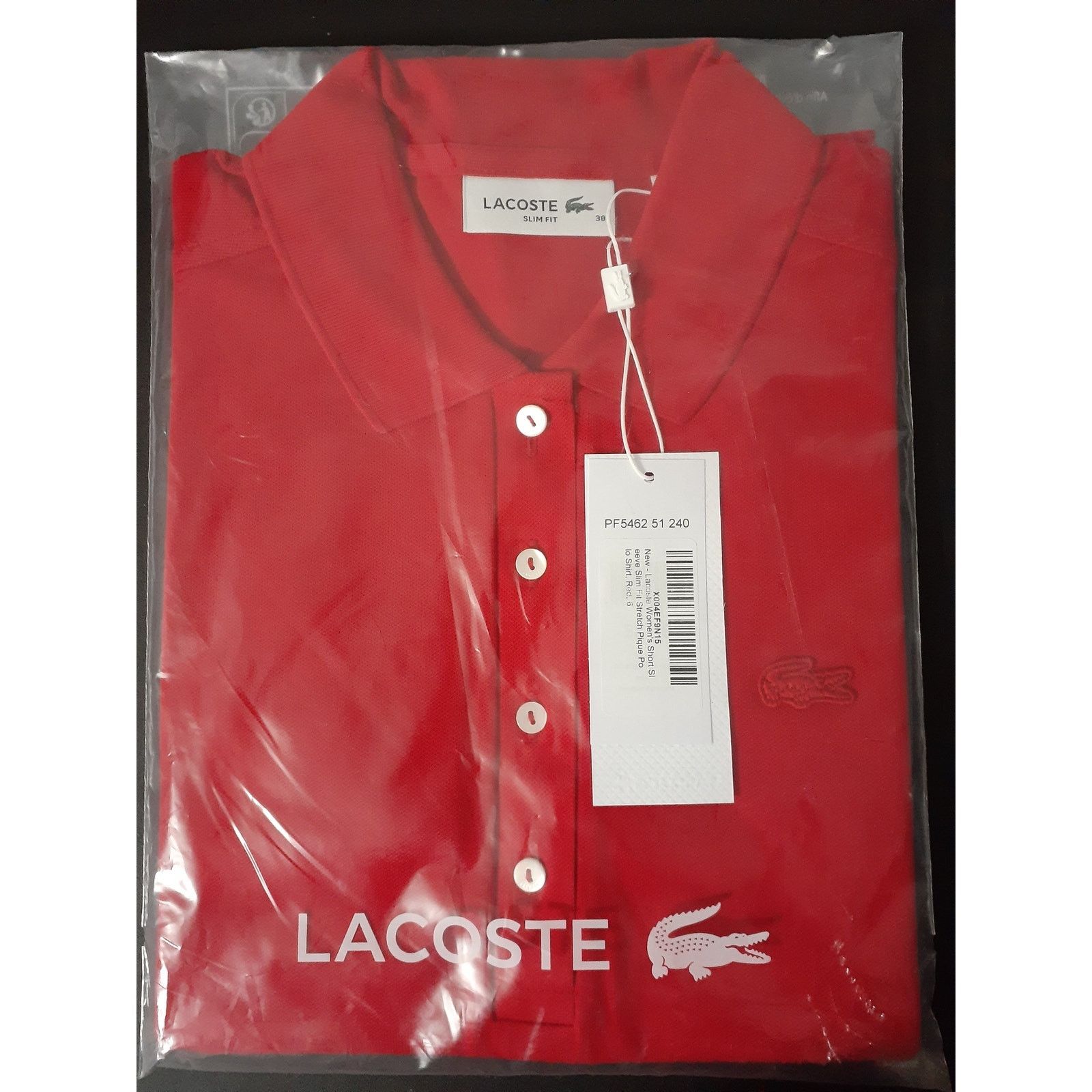 Lacoste Lacoste Women's Slim Fit Stretch Mini Pique Polo Shirt Red 6 Size M / US 6-8 / IT 42-44 - 2 Thumbnail