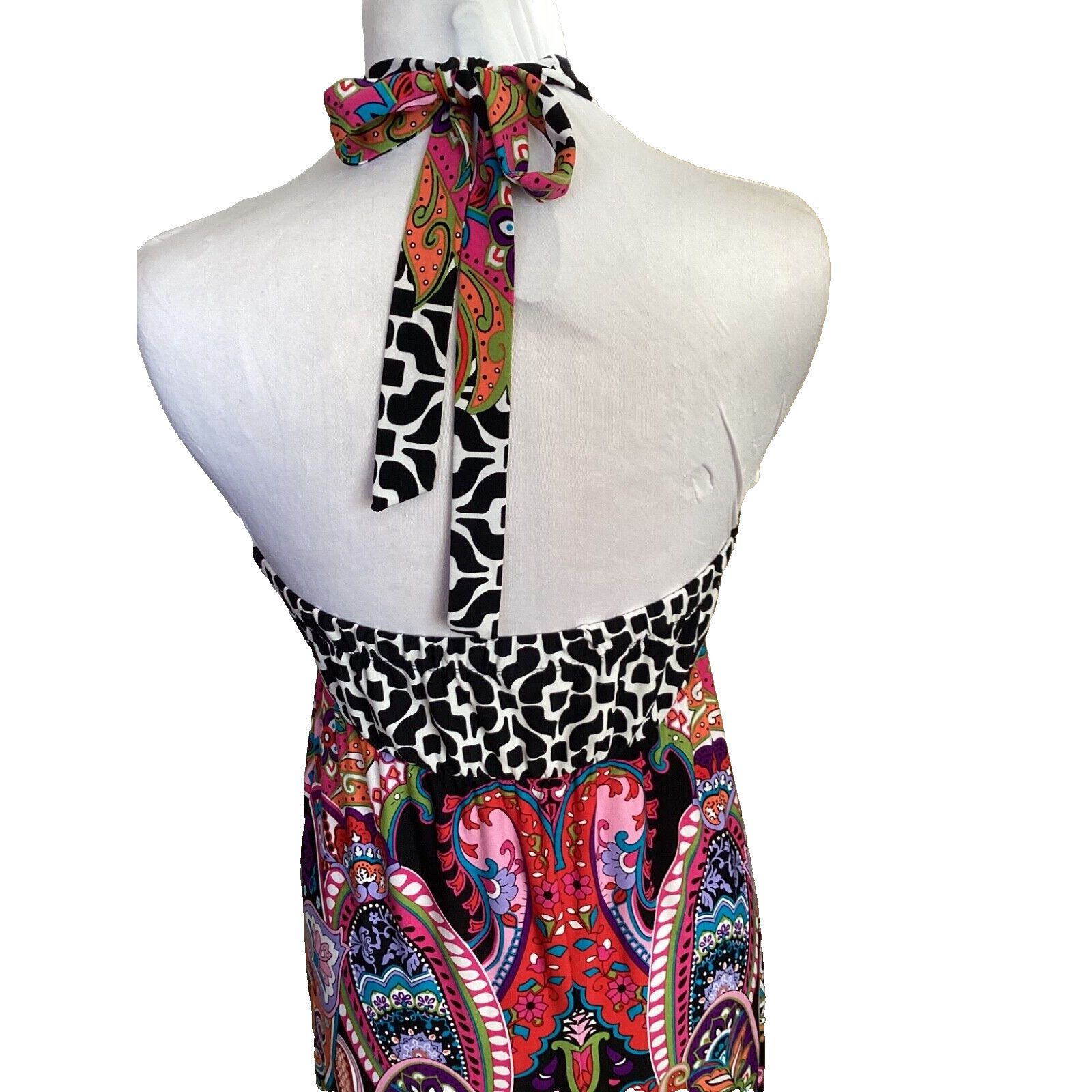Other VINTAGE 70'S STYLE HALTER PAISLEY KEYHOLE MAXI DRESS SZ L Size L / US 10 / IT 46 - 5 Thumbnail