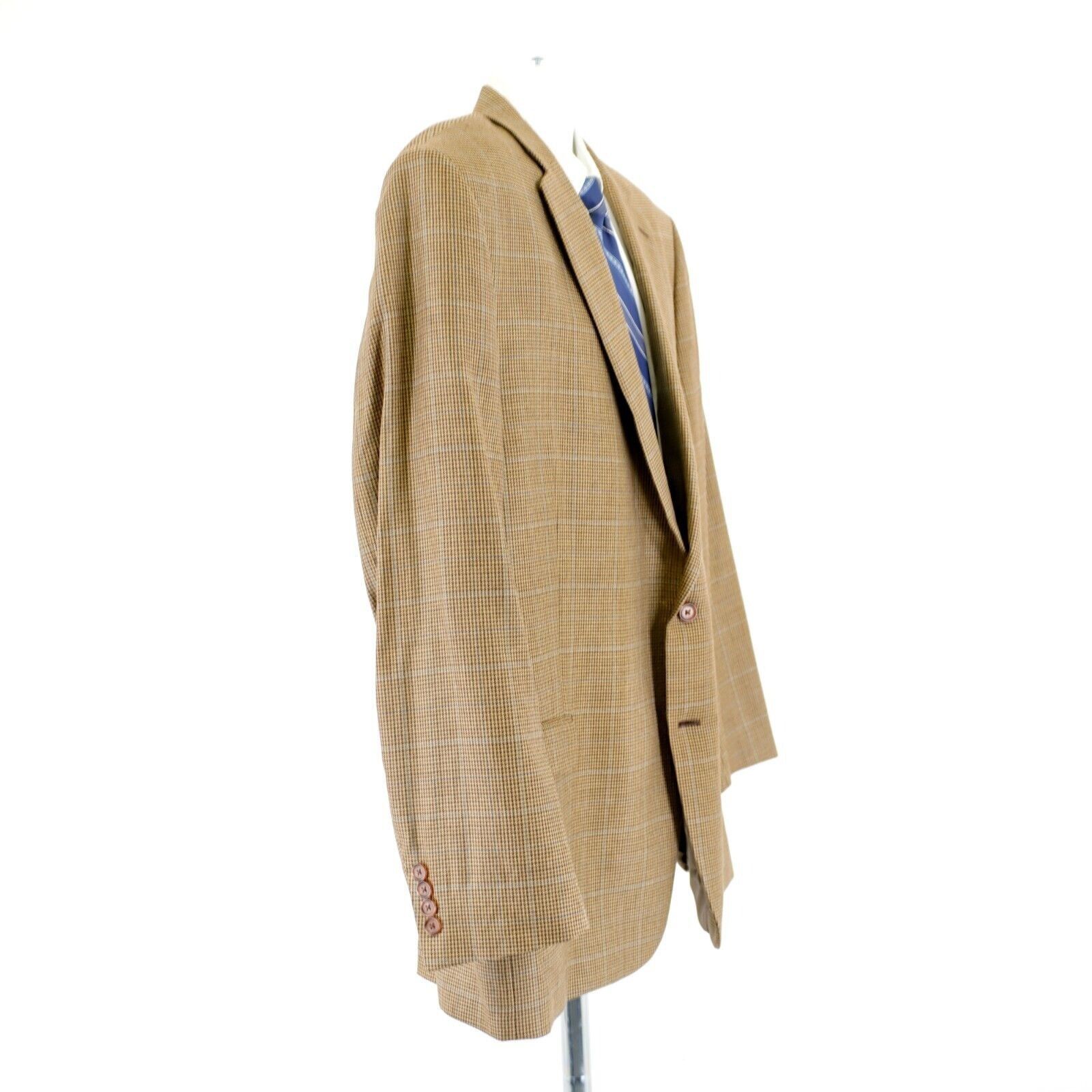 Lauren Ralph Lauren Lauren Ralph Lauren Wool Silk Brown Tan Hounstooth W/ Blue W Size 48L - 7 Thumbnail