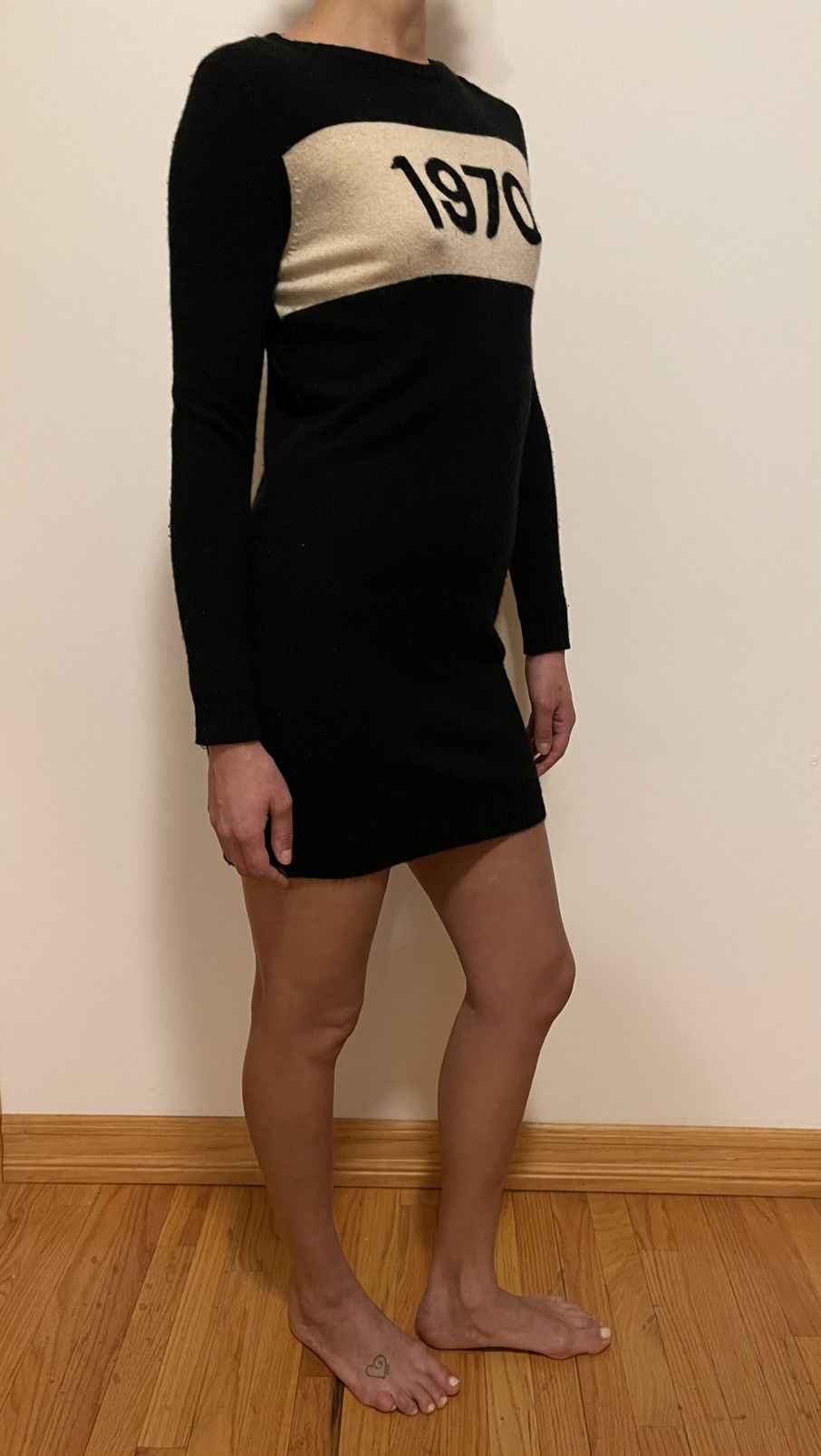 Bella Freud Bella Freud “1970” Wool Sweater Dress – Black/Cream/Size: S Size S / US 4 / IT 40 - 6 Thumbnail