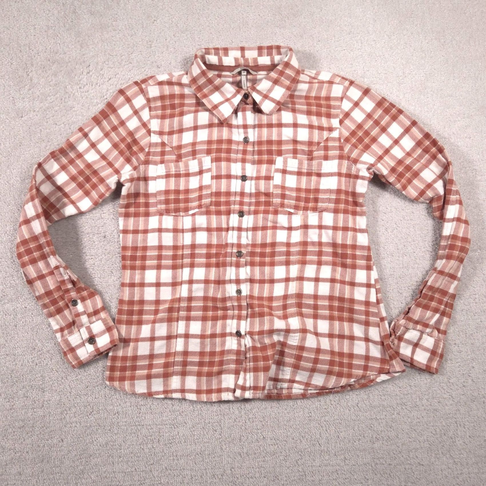BKE BKE Indio Shirt Womens M Brown Plaid Flannel Button Front Long Sleeve Size M / US 6-8 / IT 42-44 - 2 Thumbnail