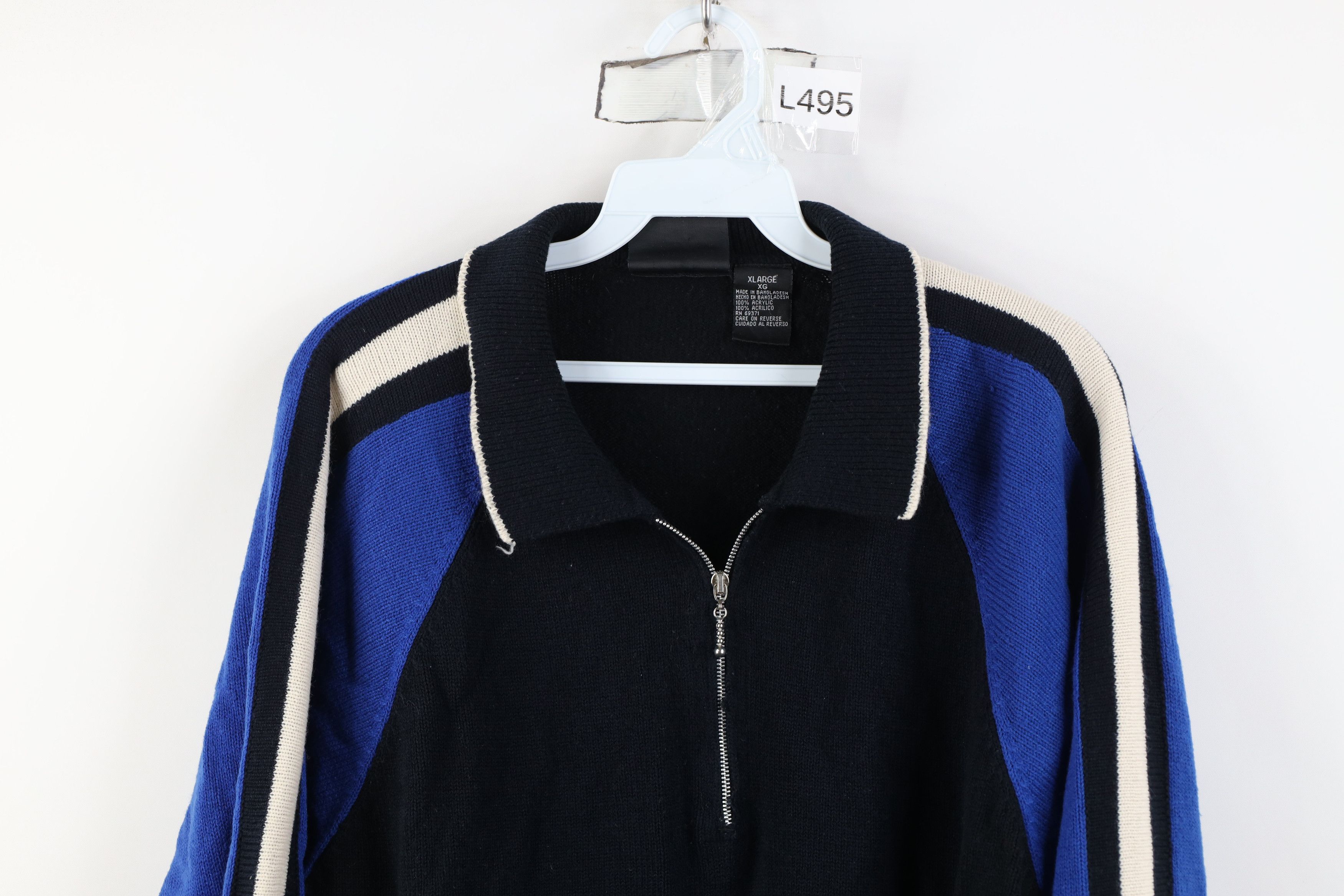 Vintage Vintage 90s Streetwear Striped Knit Collared 1/4 Zip Sweater Size US XL / EU 56 / 4 - 2 Thumbnail