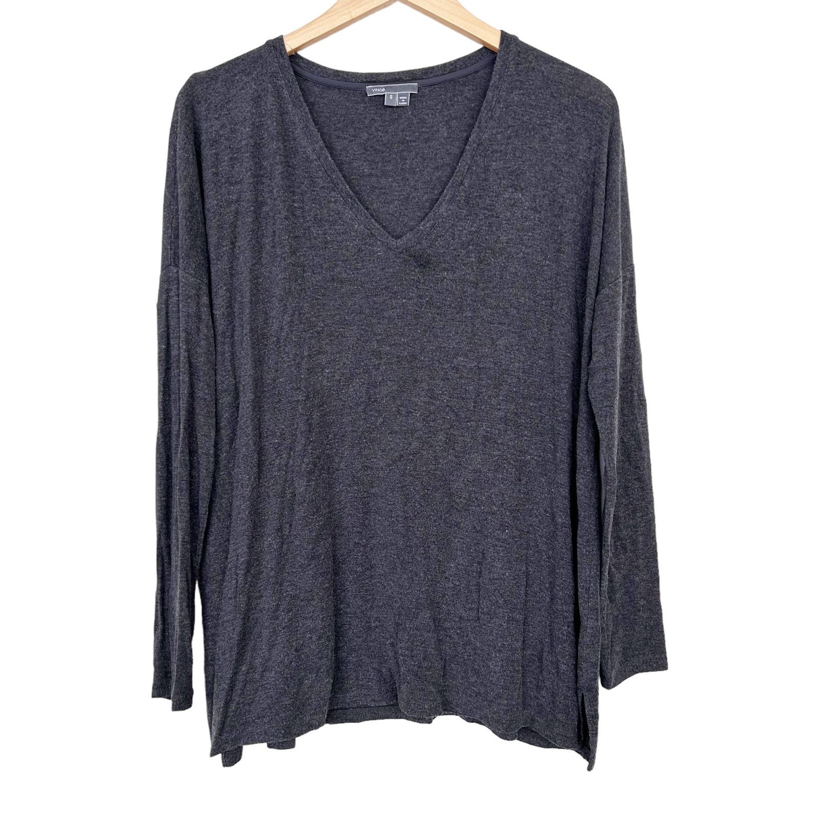 Vince Vince Gray Long Sleeve V Neck Shirt Sz S Size S / US 4 / IT 40 - 5 Thumbnail