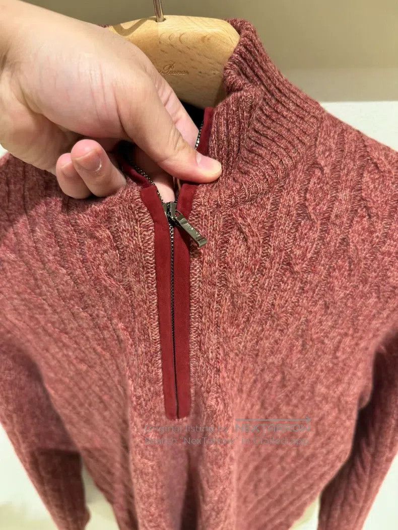 Loro Piana Loro Piana Men's casual mixed red zipper cashmere sweater Size US XL / EU 56 / 4 - 2 Thumbnail