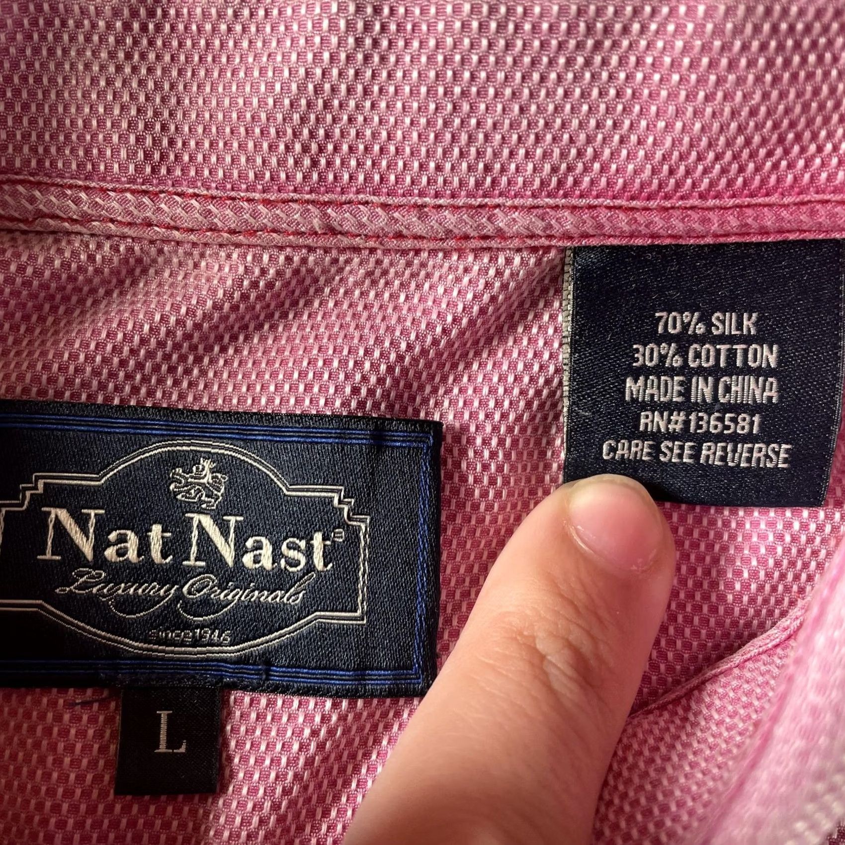 Nat Nast Nat Nast Shirt Mens Large Pink Check Short Sleeve Silk Cotton Button Up Size US L / EU 52-54 / 3 - 2 Thumbnail