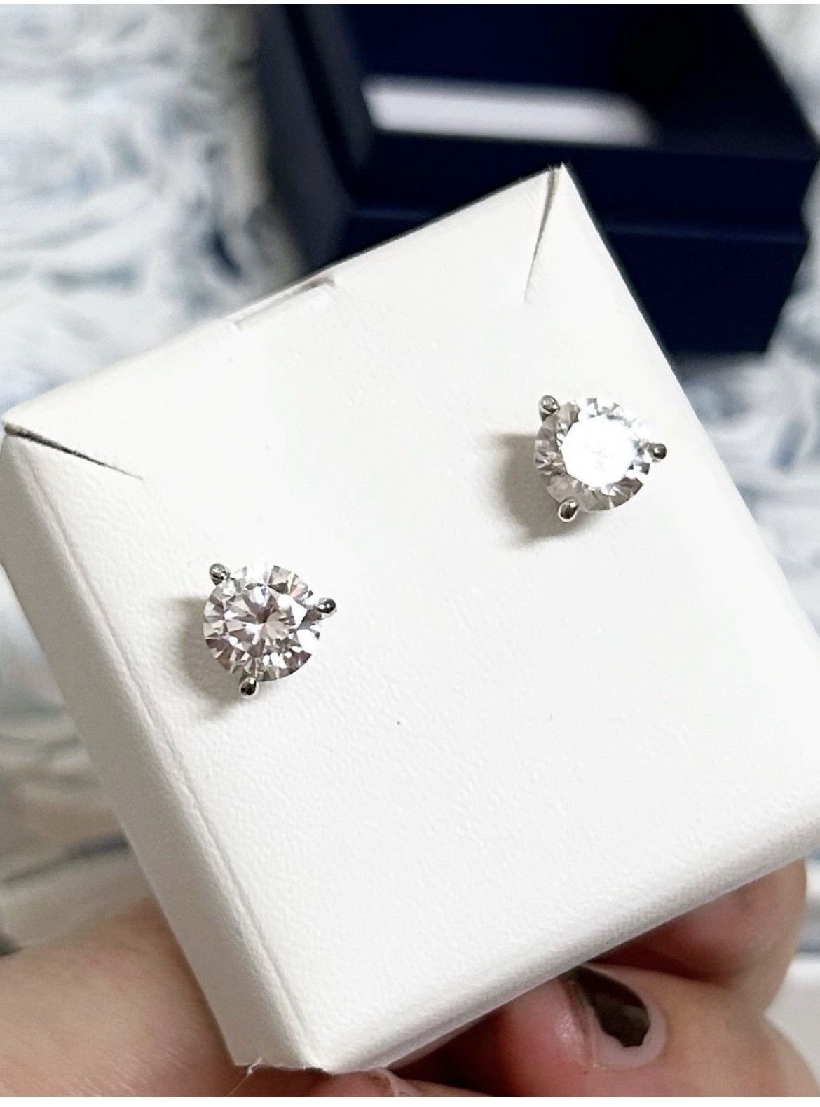 Jewelry Authentic Moissonite & Sterling White Gold Plated Earrings Size ONE SIZE - 1 Thumbnail