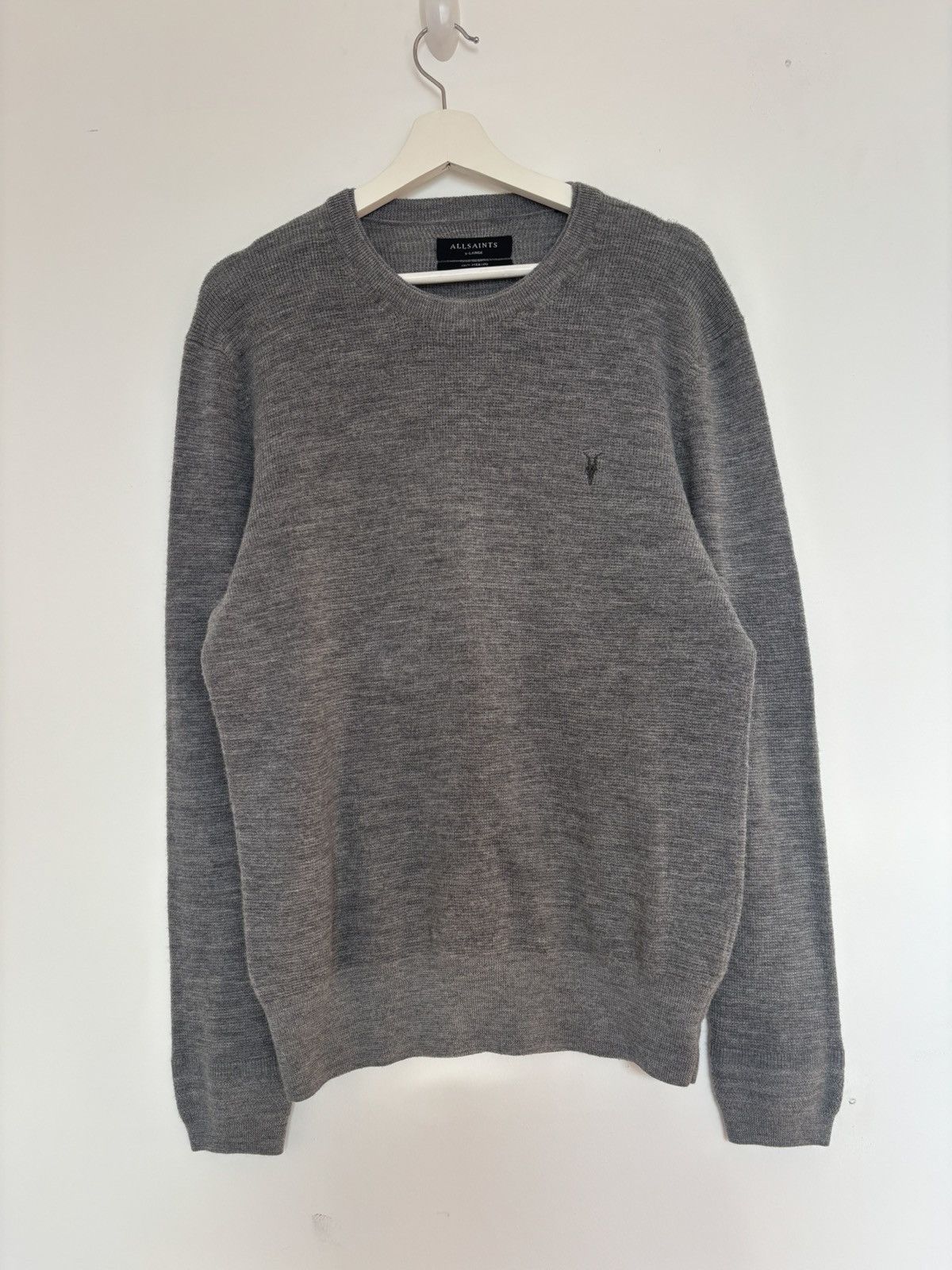 Allsaints AllSaints Grey Merino Wool Crewneck Sweater XL Size US XL / EU 56 / 4 - 3 Thumbnail