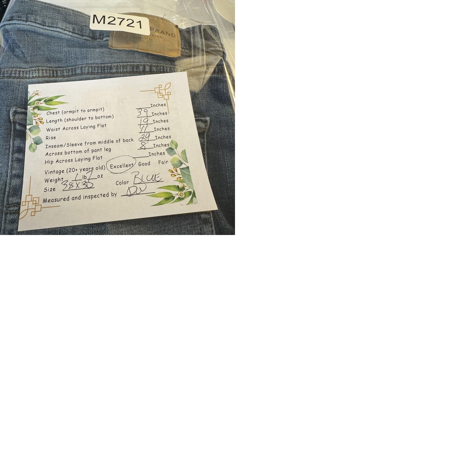 Lucky Brand Lucky Brand 363 Jeans Mens 38x30 Blue Vintage Straight Whiskered Denim Pants Size US 38 / EU 54 - 9 Thumbnail