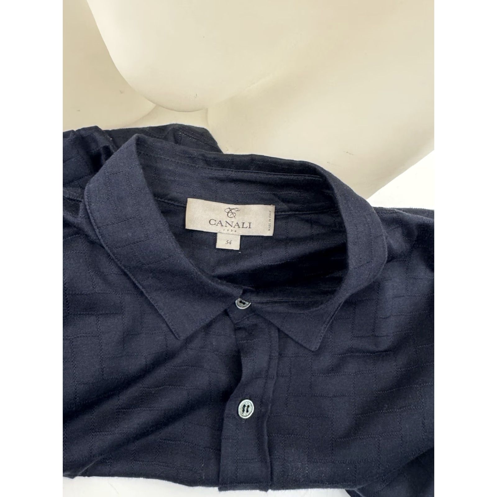 Canali CANALI 1934 Silk Mens L Shirt Blue Short Sleeve Button-Up EXCELLENT 54/54 JC Size US L / EU 52-54 / 3 - 5 Thumbnail