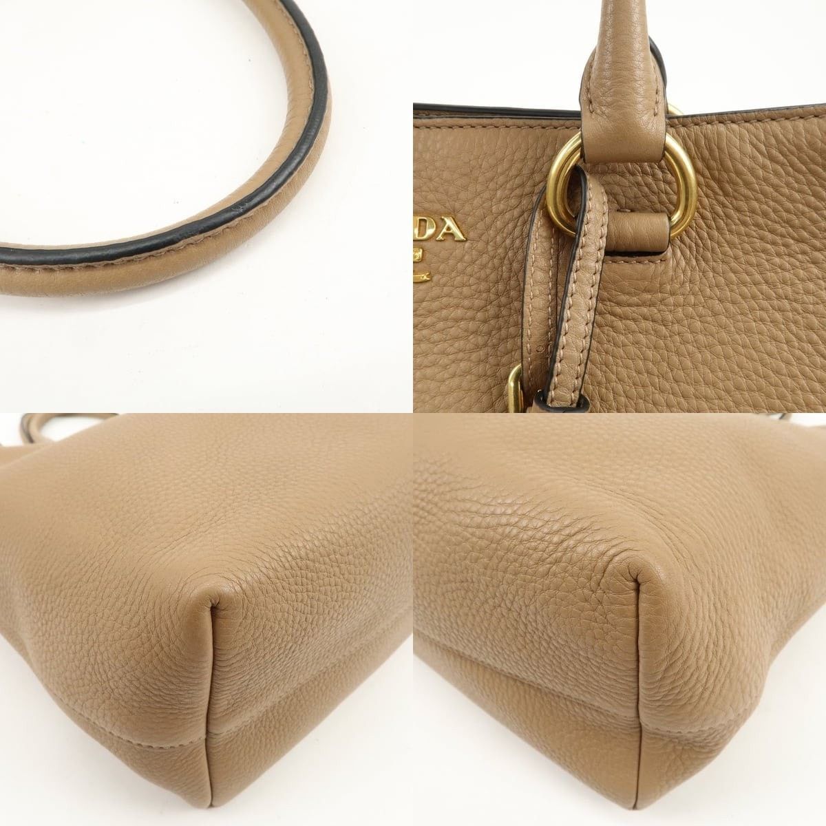 Prada Prada Logo Leather Tote Tan Size ONE SIZE - 4 Thumbnail