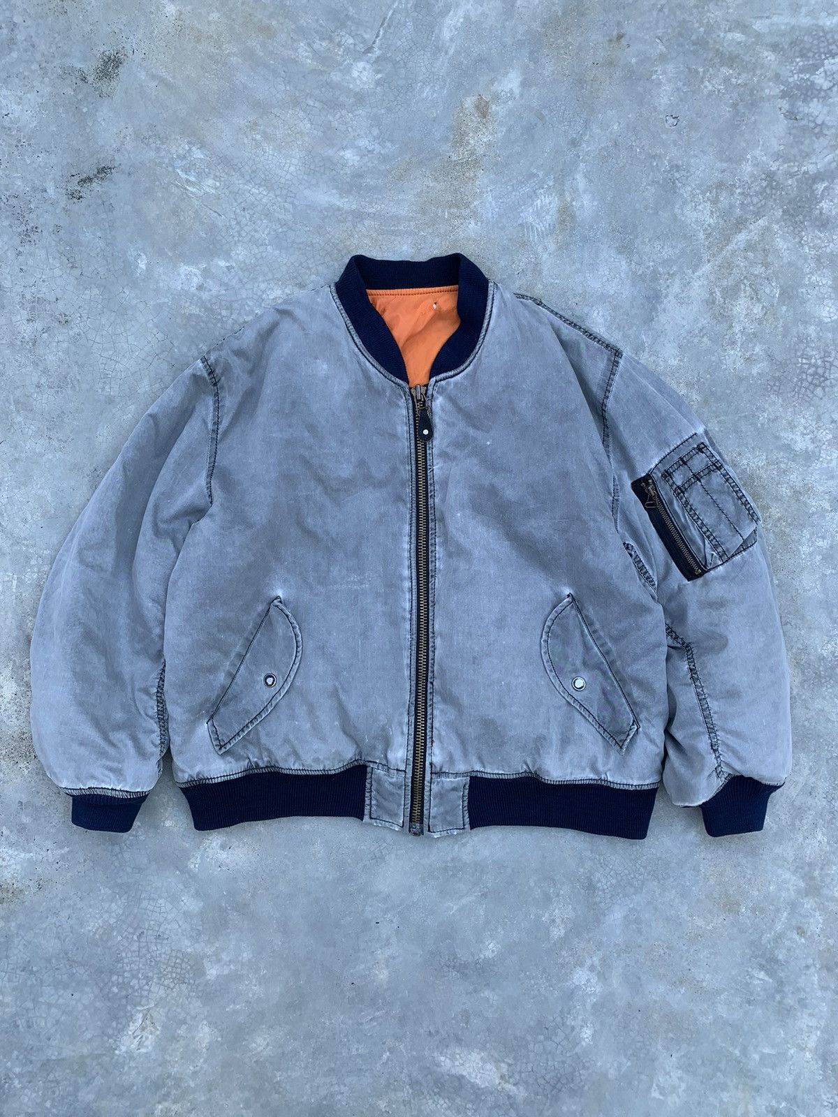 Vintage 🫐 Faded Ma-1 Bomber Jacket Size US M / EU 48-50 / 2 - 1 Thumbnail