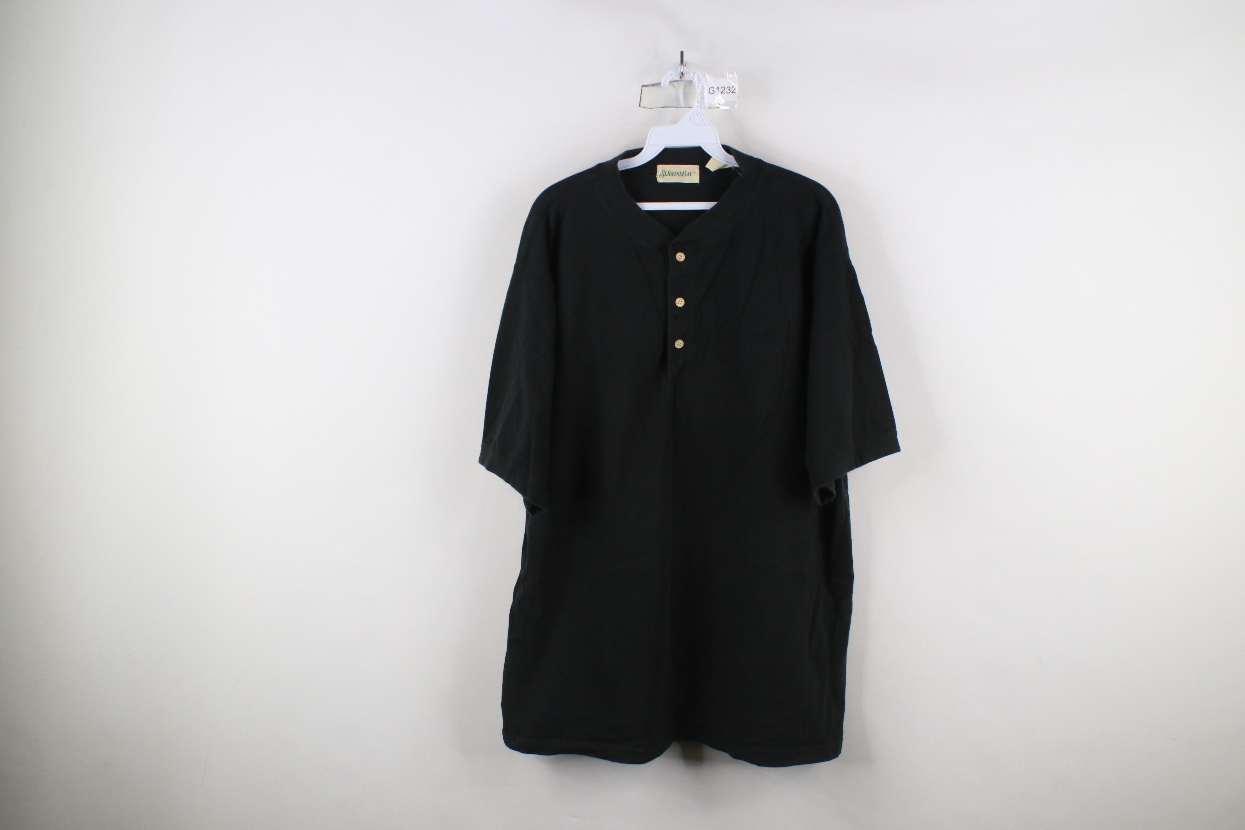Vintage Vintage 90s Streetwear Heavy Cotton Henley T-Shirt Black Size US XL / EU 56 / 4 - 1 Thumbnail