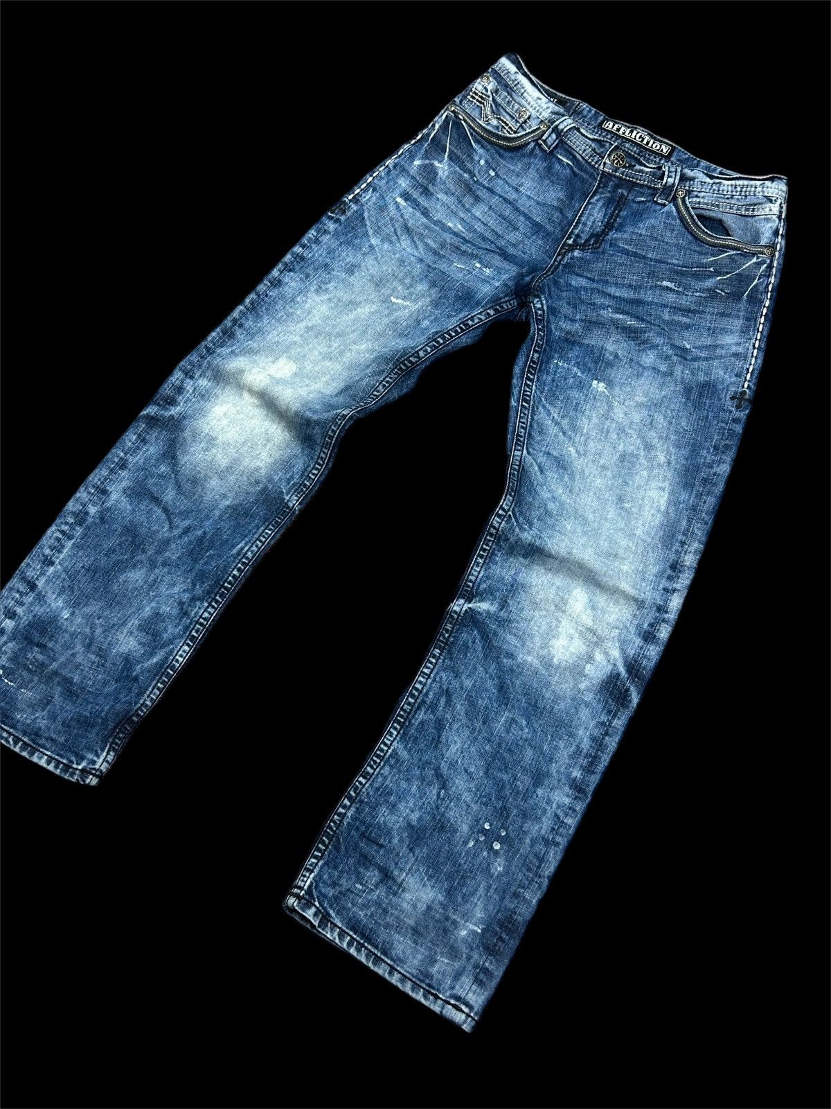Affliction Affliction Denim Bootcut Acidwash Embroidered Jeans Size US 31 - 5 Thumbnail