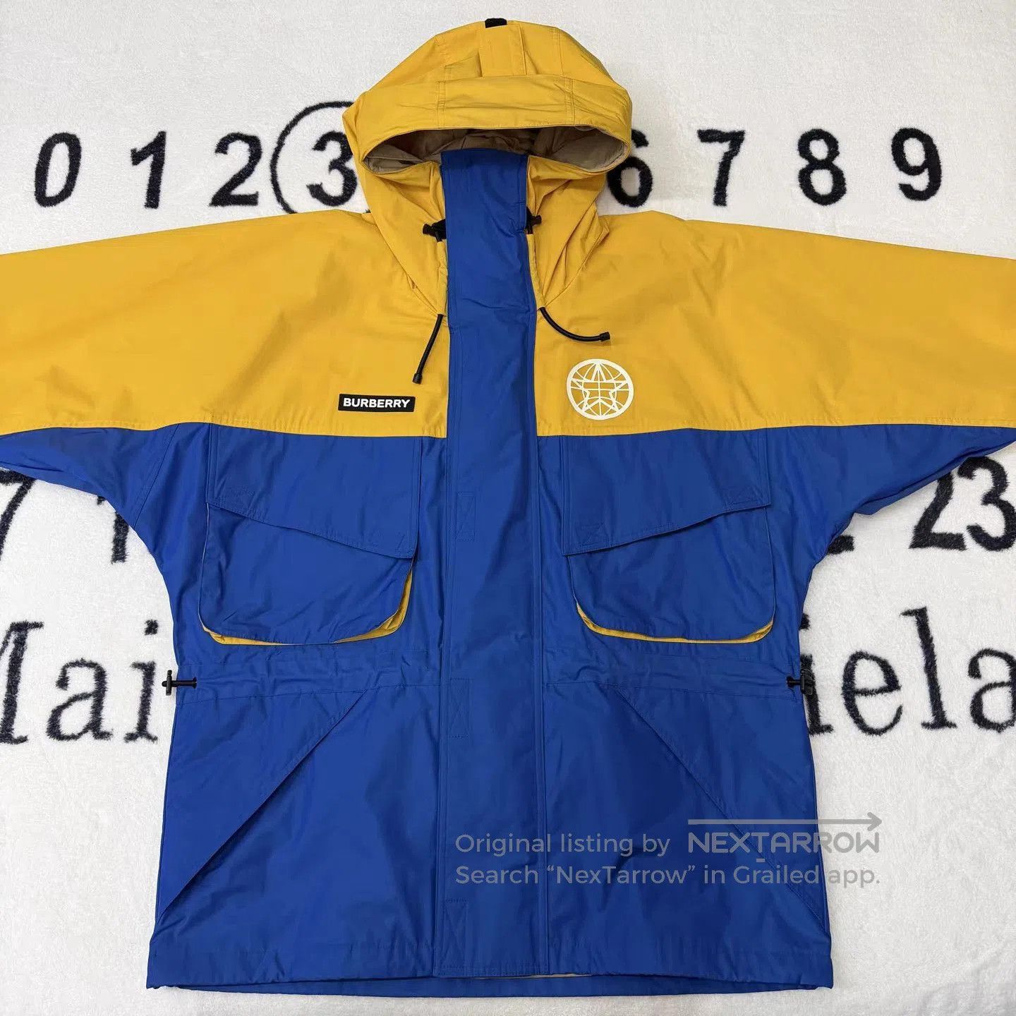 Burberry Blue & Yellow Hooded Jacket with Front Pockets. Size US M / EU 48-50 / 2 - 1 Thumbnail